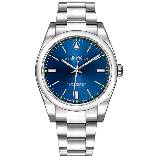 Rolex Oyster Perpetual OP 39mm  Blue Dial 114300 Pre Owned