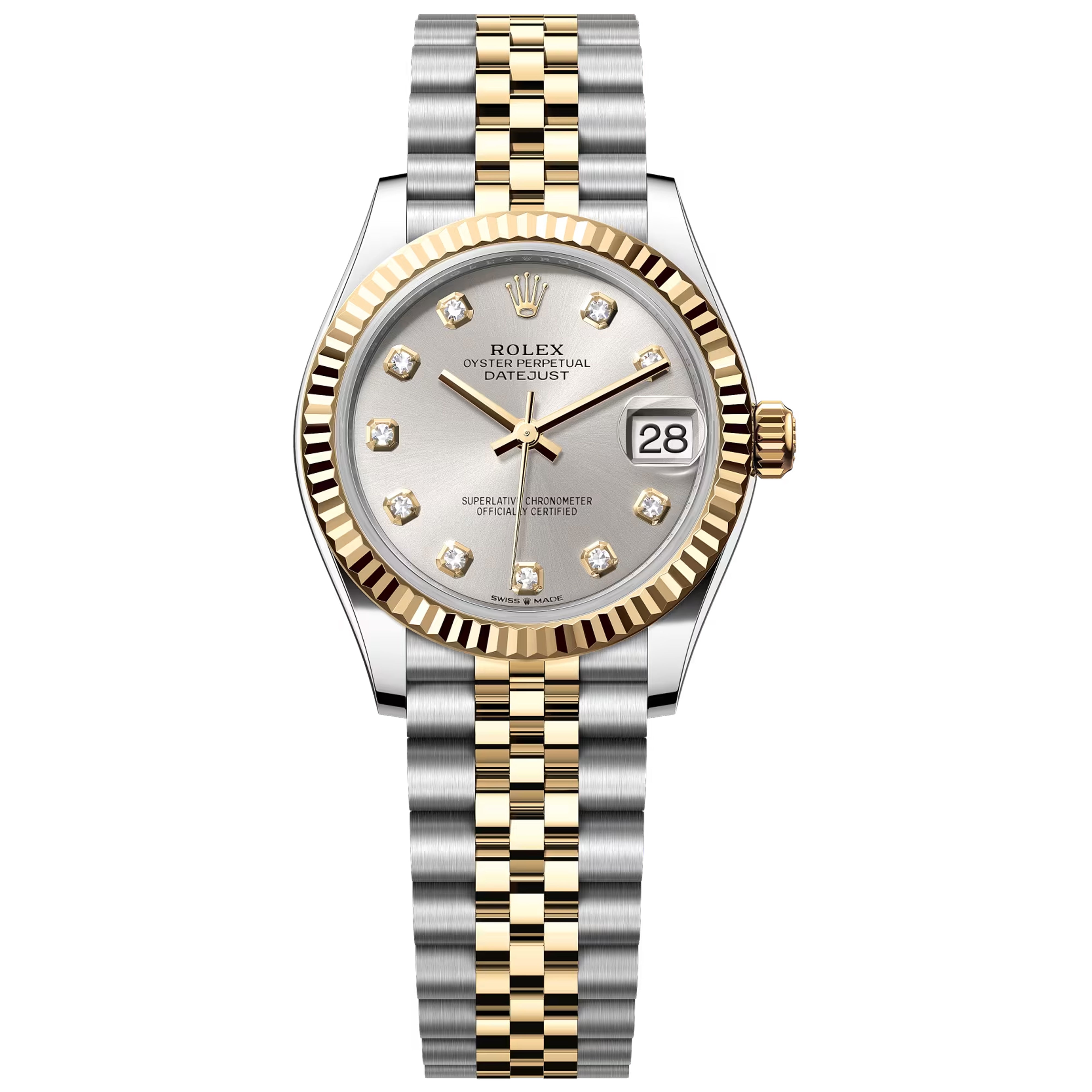 Rolex Datejust 31mm Silver Diamond Unworn 2025 Jubilee Yellow gold 278273-0020