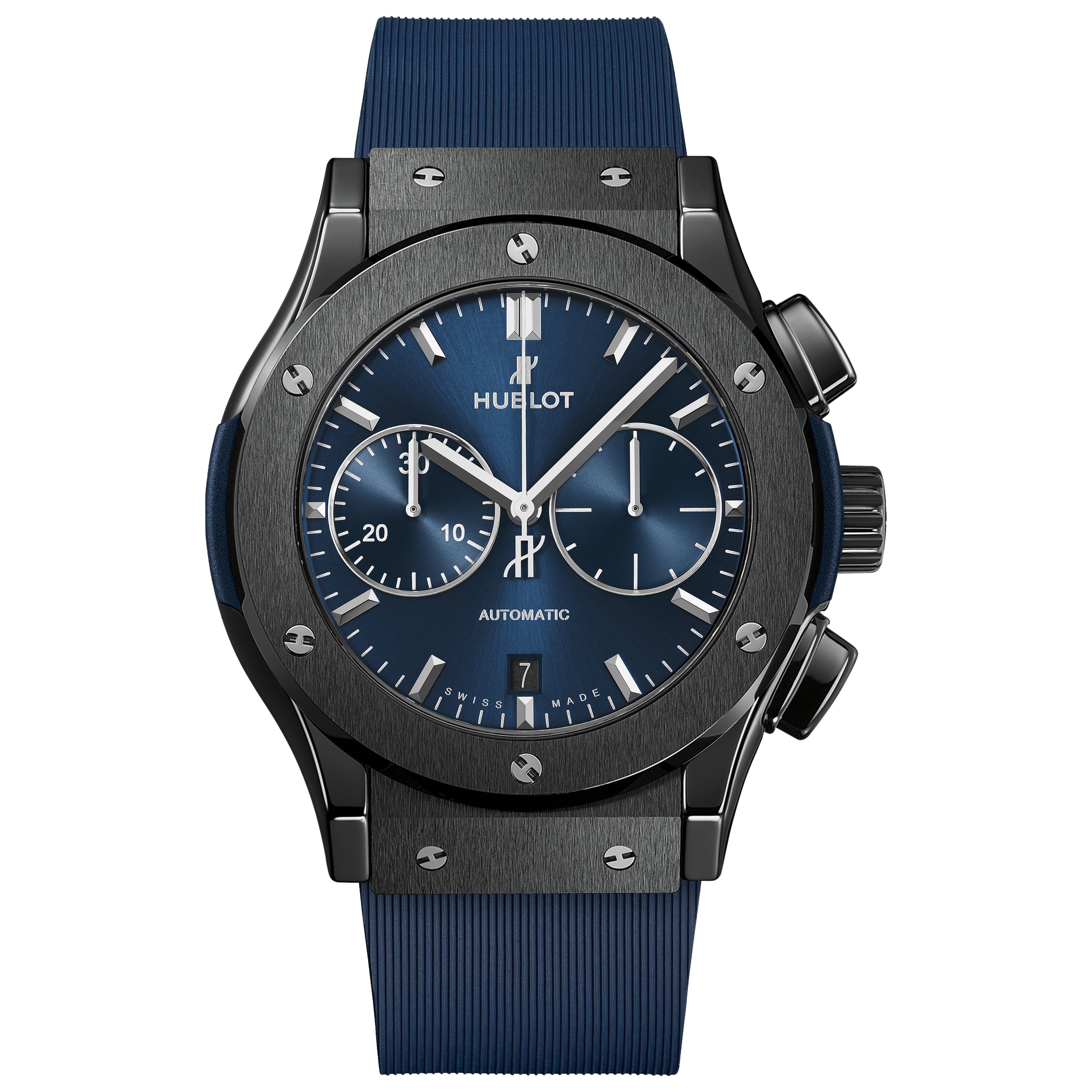 Hublot Classic Fusion 45mm Ceramic Blue Dial Chronograph 521.CM.7170.LR Pre-Owned