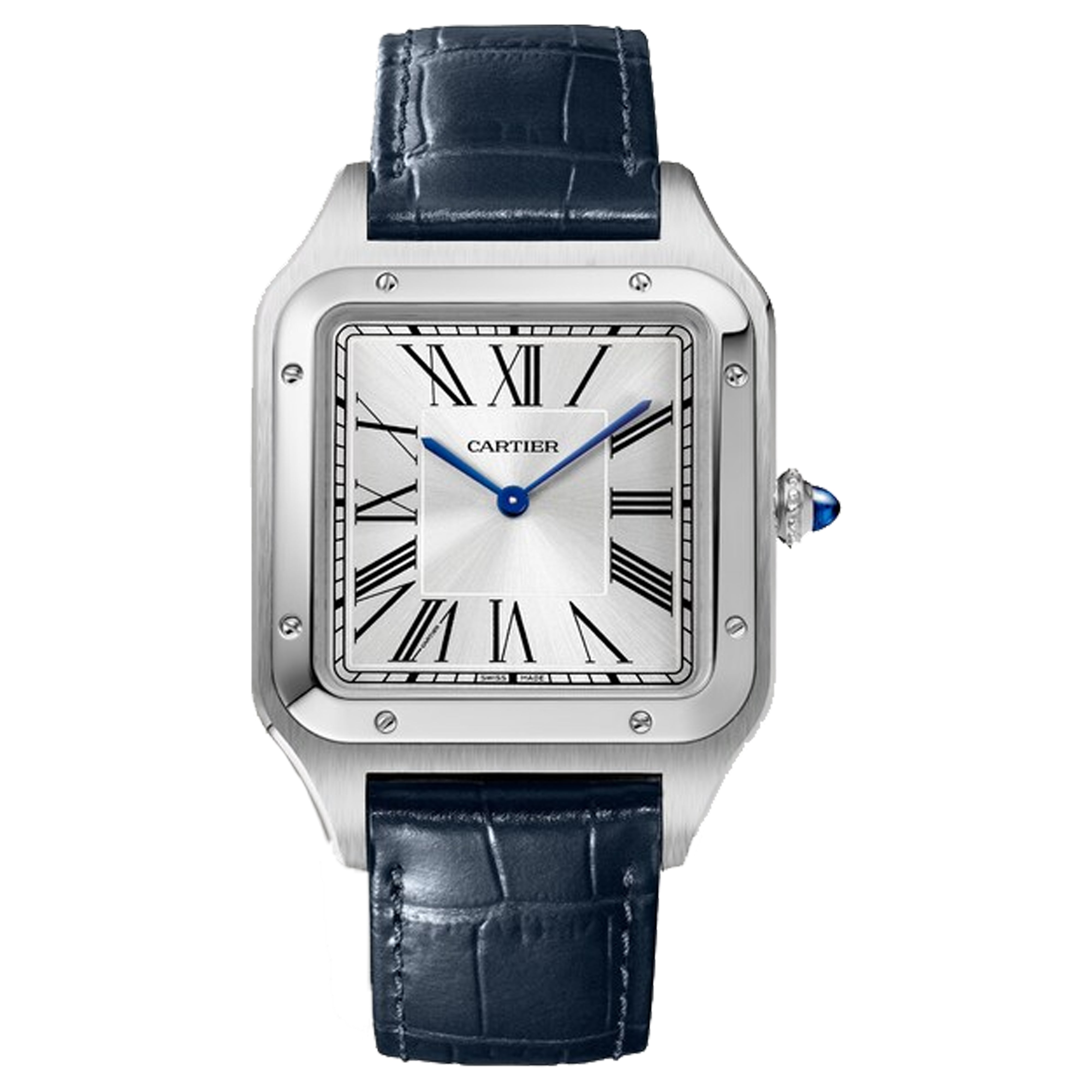 Cartier Santos Dumont Extra Large Steel , Leather Strap WSSA0032 Pre-Owned