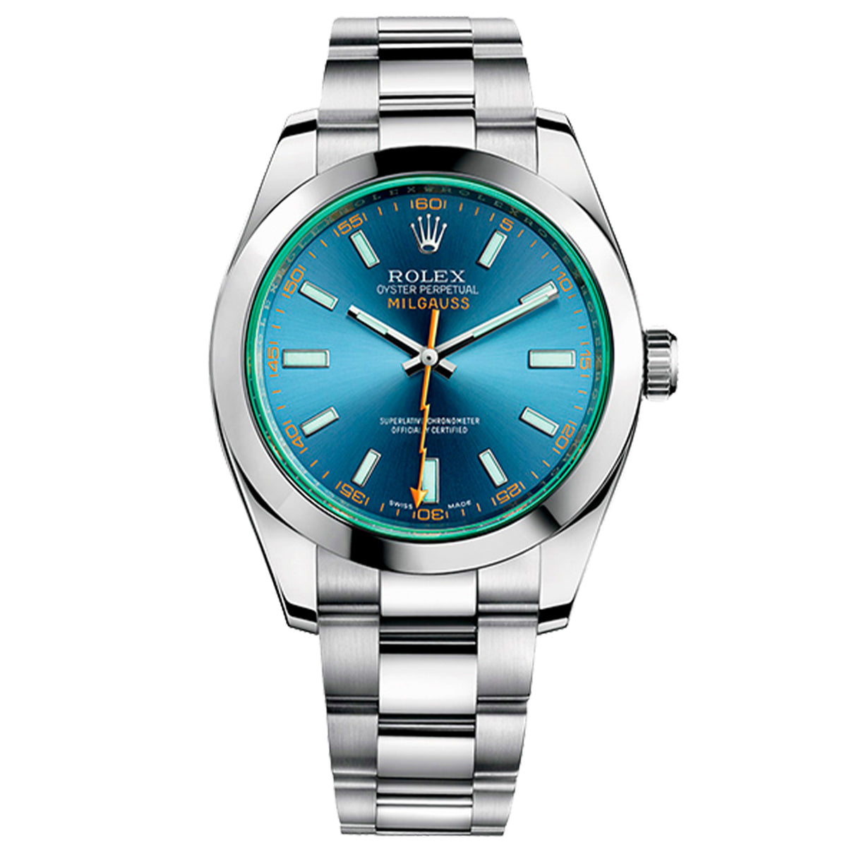 Rolex Milligauss 40mm 116400GV Blue Dial Oyster Steel ,Green Crystal Pre-Owned