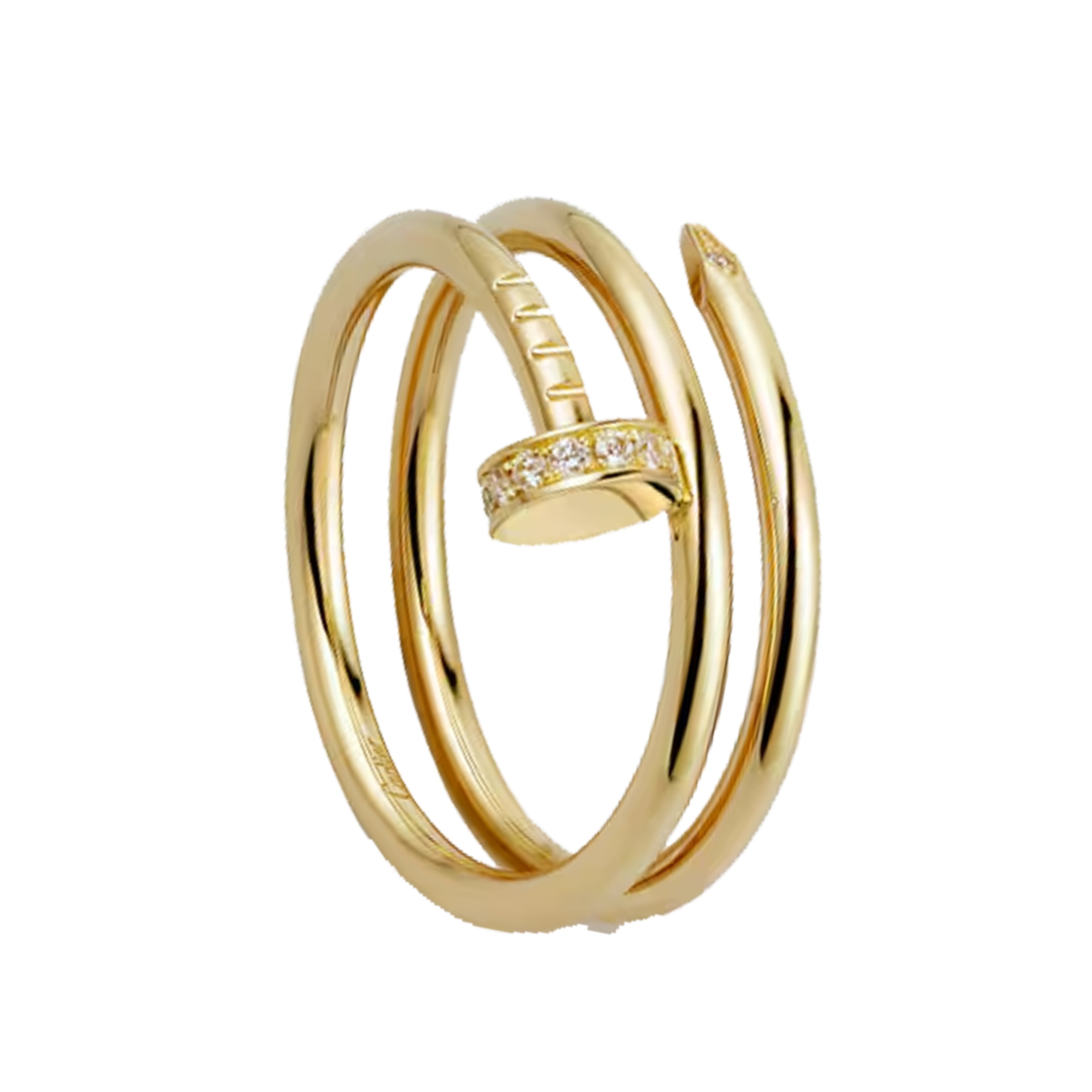 Cartier Juste un Clou ring, double diamonds B4211800 18K Yellow gold Size 53