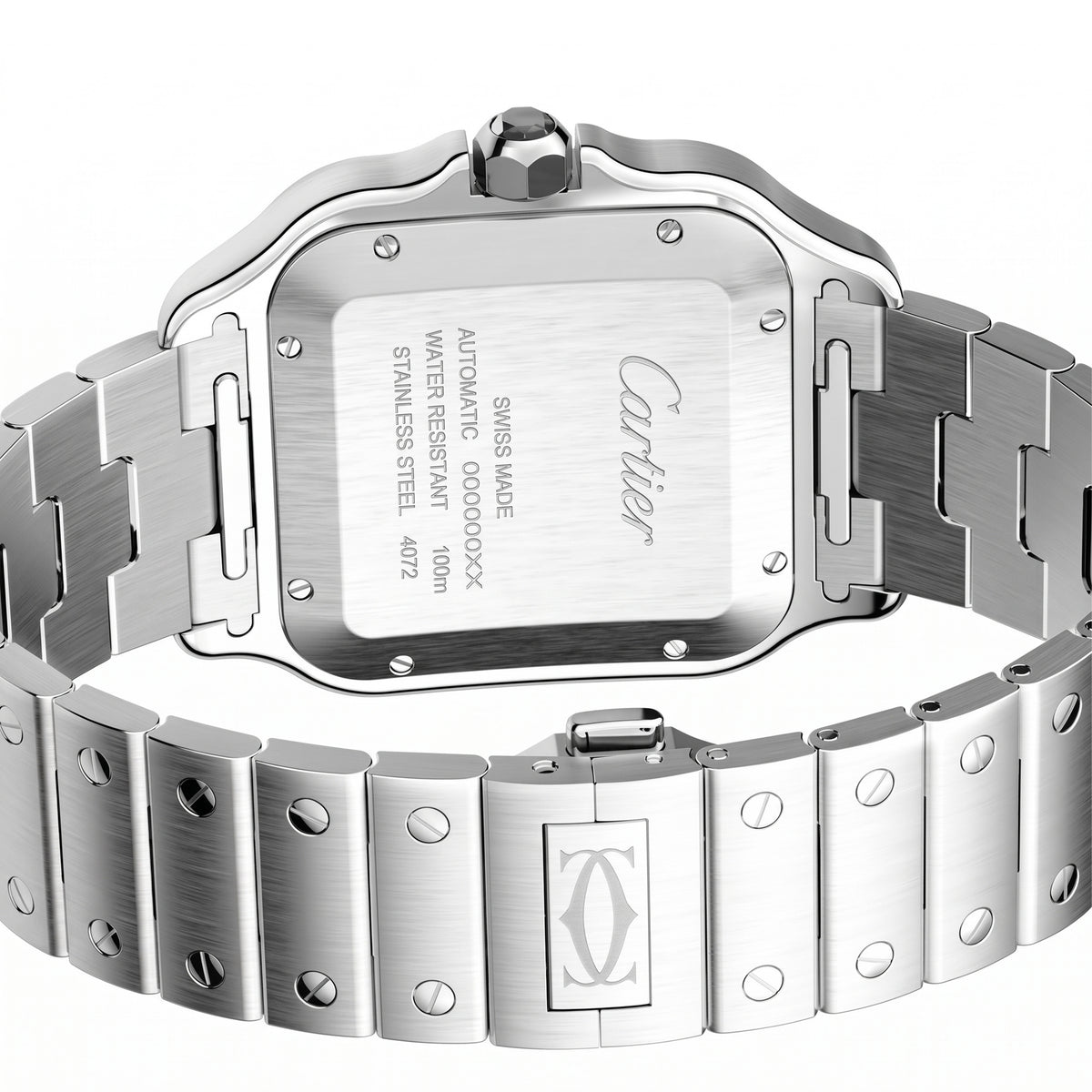 Santos de Cartier Grey Roman Numerals Large ADLC WSSA0037 Preowned