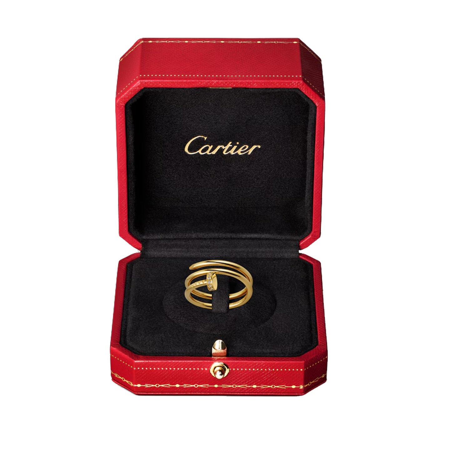cartier juste un clou ring, double diamonds b4211800 18k yellow gold size 53