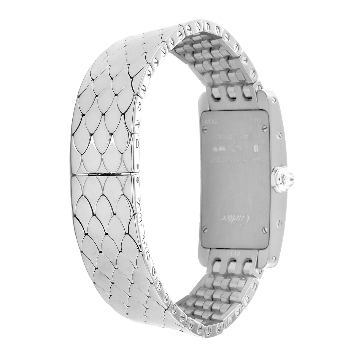 Cartier Tank Americaine Women's Watch Small Quartz 34.8 mm x 19 mm White Gold Diamonds Silver Dial White Gold Bracelet WB710009