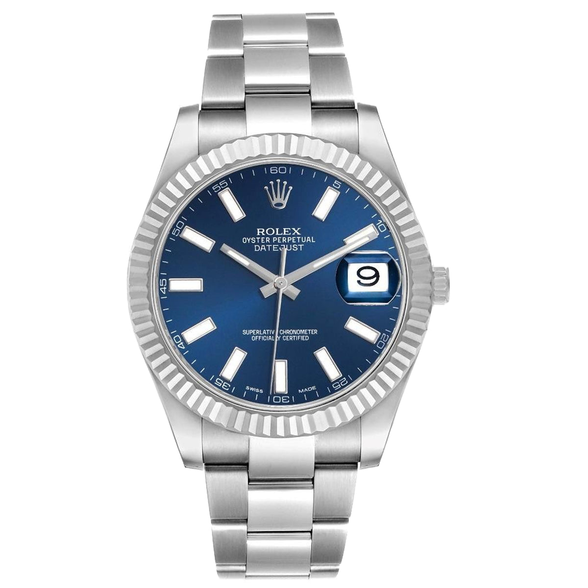 Rolex Datejust 41mm Blue Index Oyster Steel 116334 Pre-Owned