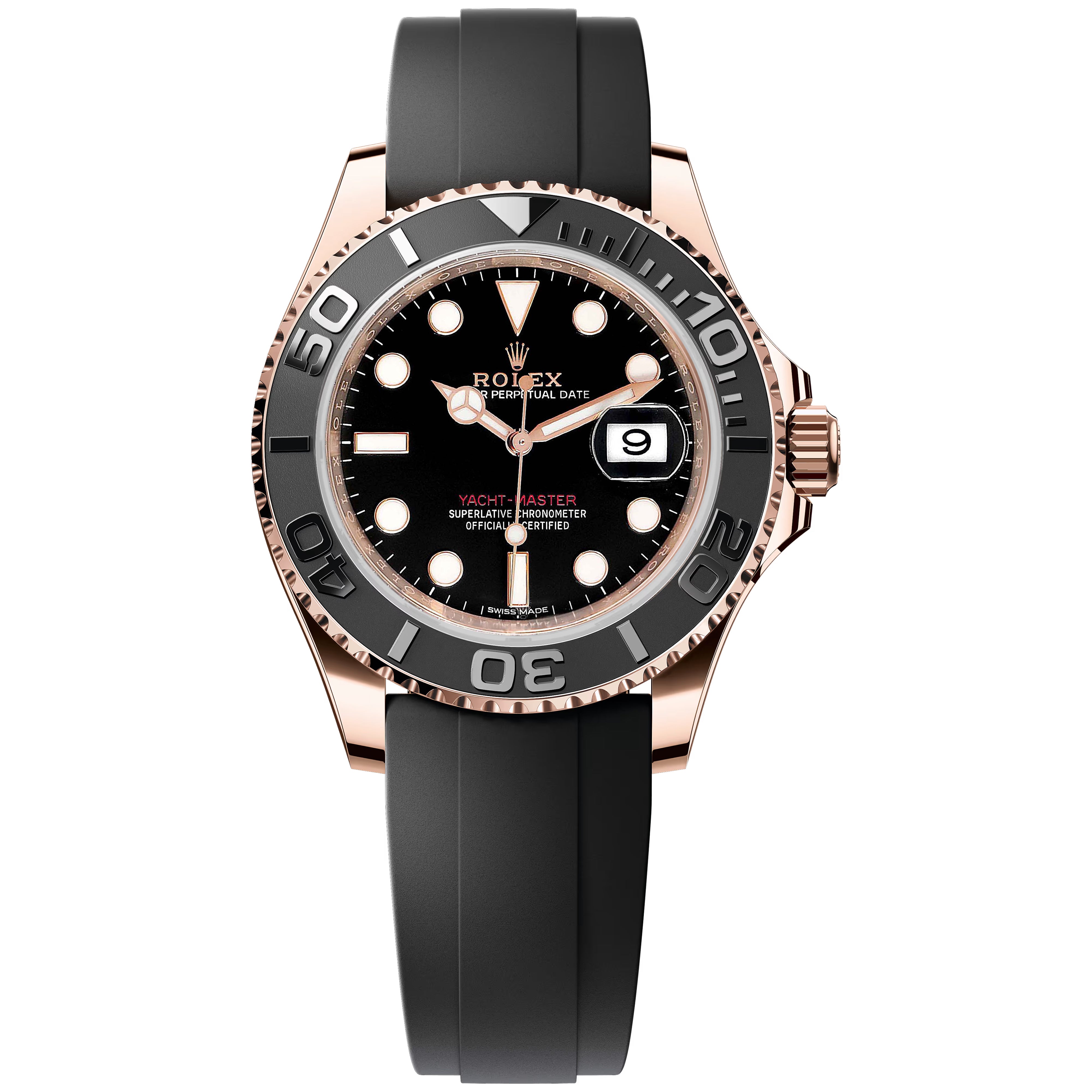 Rolex Yacht-master 40mm Rose Gold Oyster Flex Black Dial 116655