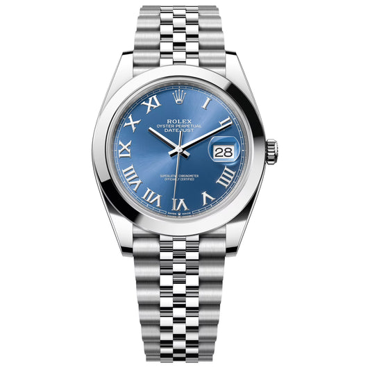 Rolex Datejust 41mm Blue Azzurro Roman Jubilee 126300-0018 Pre-Owned