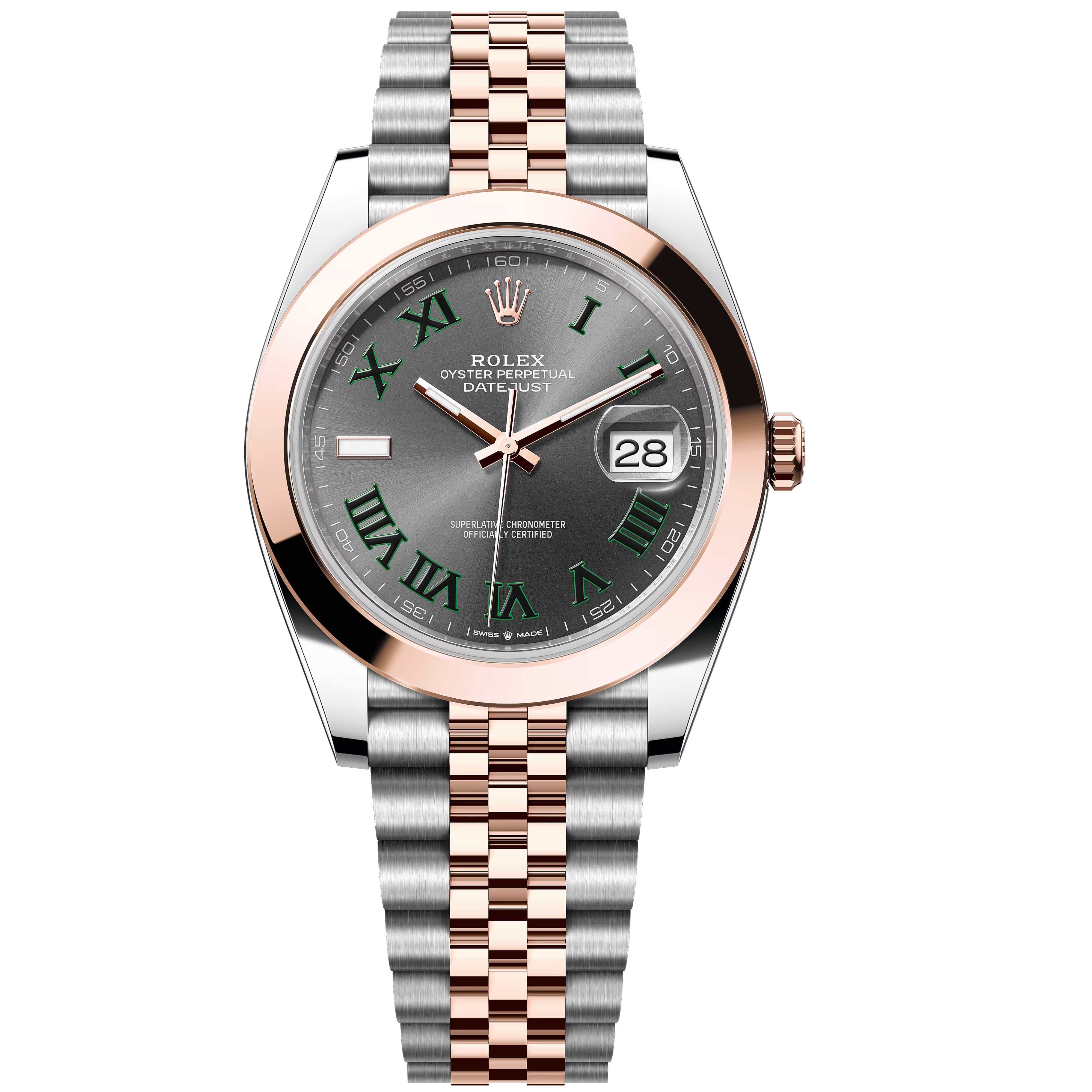 Rolex Datejust 41mm Wimbledon 126301-0016 Smooth Bezel Rosgold Jubilee 2025 PreOwned