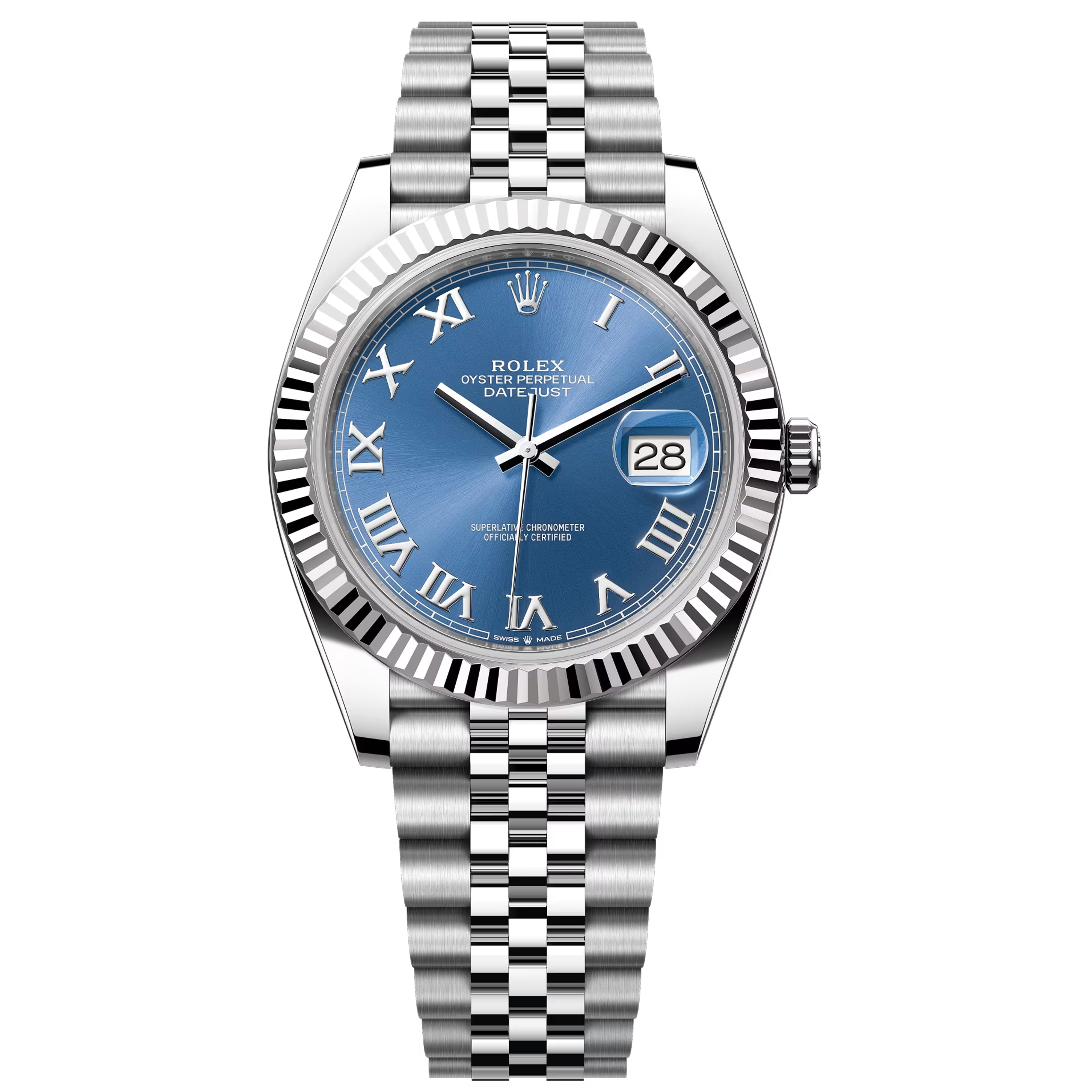 Rolex Datejust 41mm Blue Azzurro Roman Jubilee Bracelet 126334-0026 Pre-Owned