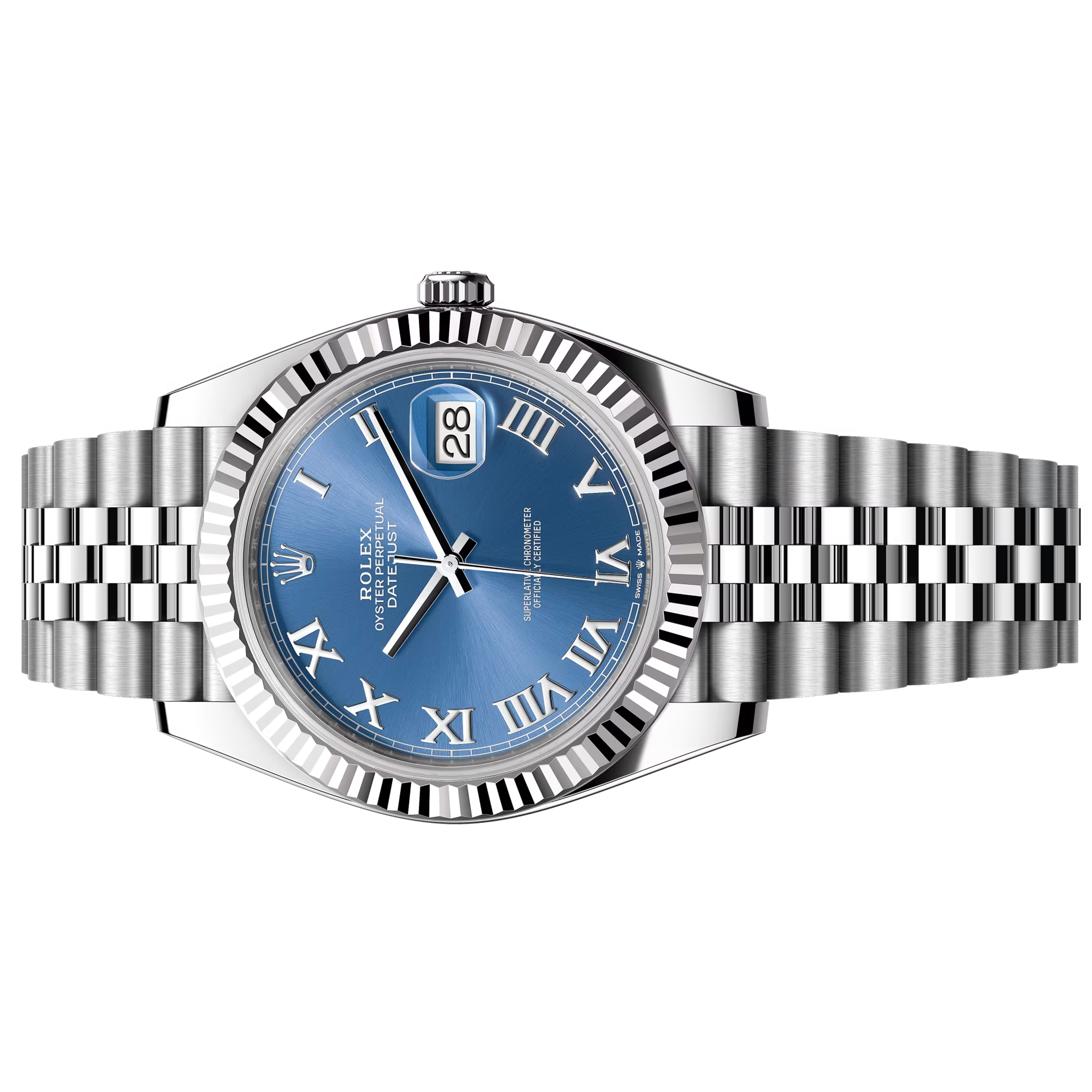 Rolex Datejust 41mm Blue Azzurro Roman Jubilee Bracelet 126334-0026 Pre-Owned