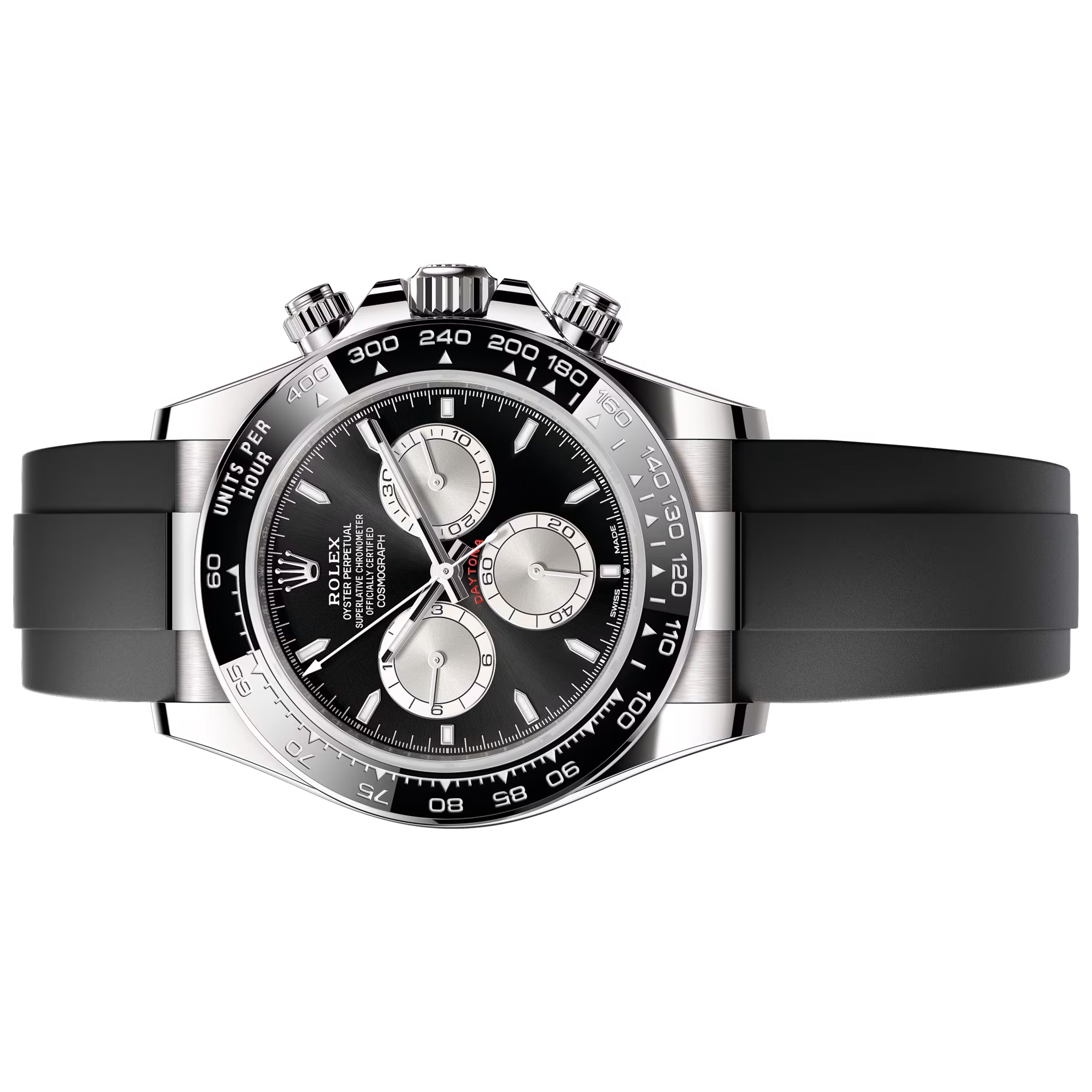Rolex Cosmograph Daytona 40mm ذهب أبيض أويستر فليكس ميناء أسود 126519LN-0006 مستعملة