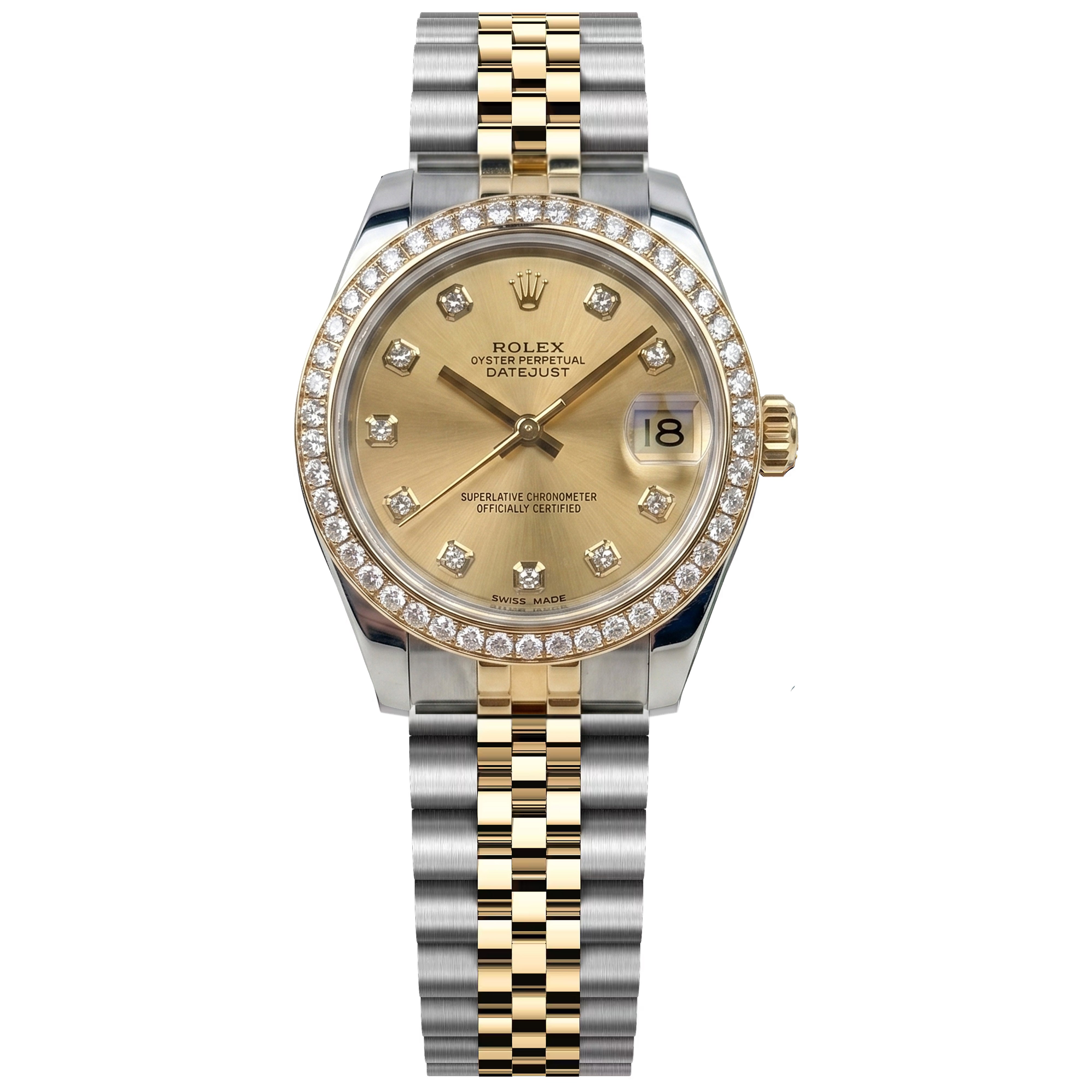 Rolex Datejust 31mm Champagne Diamond Bezel Jubilee Yellow gold 178383 PreOwned