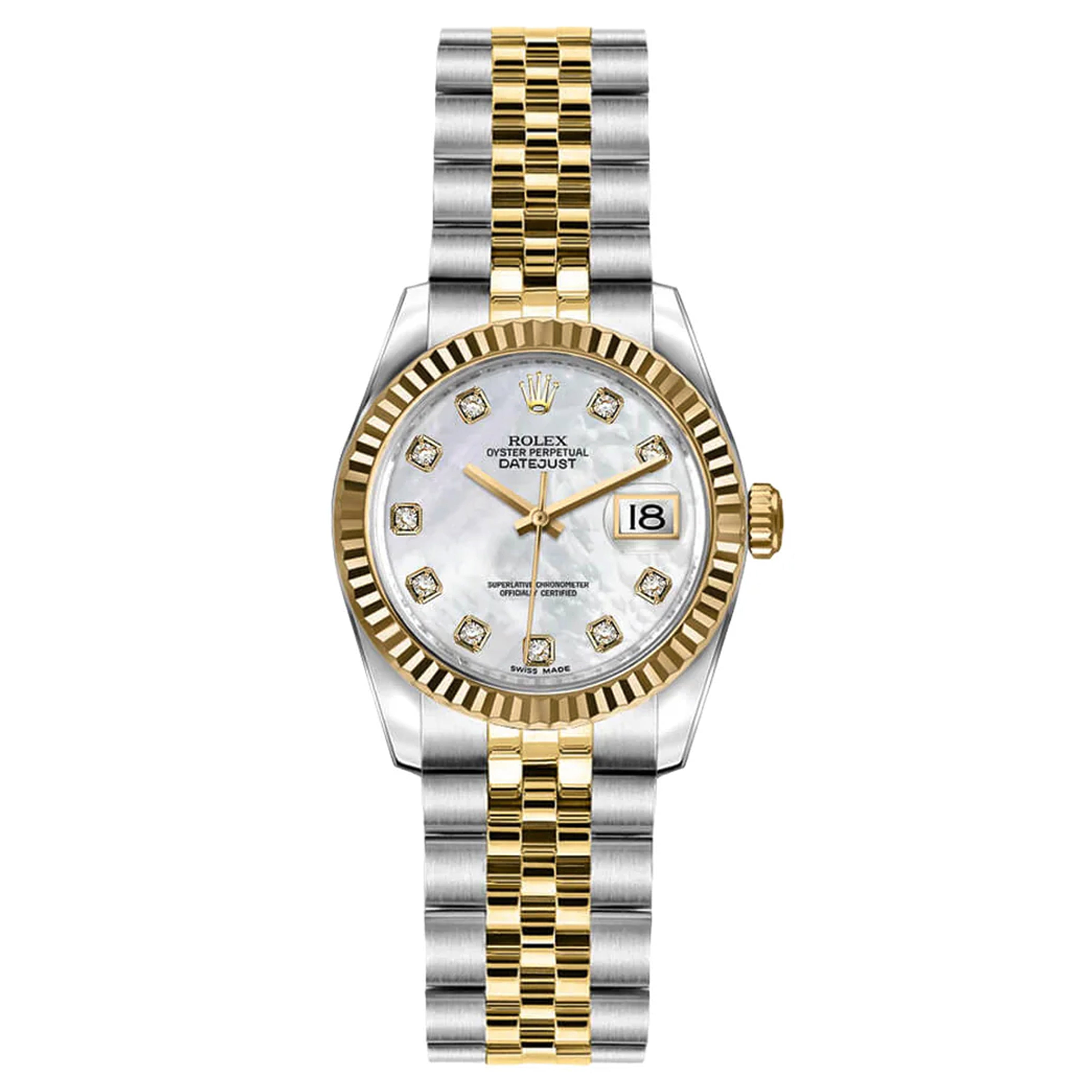 Rolex Datejust 26mm 179173 Mother Of Pearl MOP Diamond , Yellow Gold Jubilee , Pre-Owned