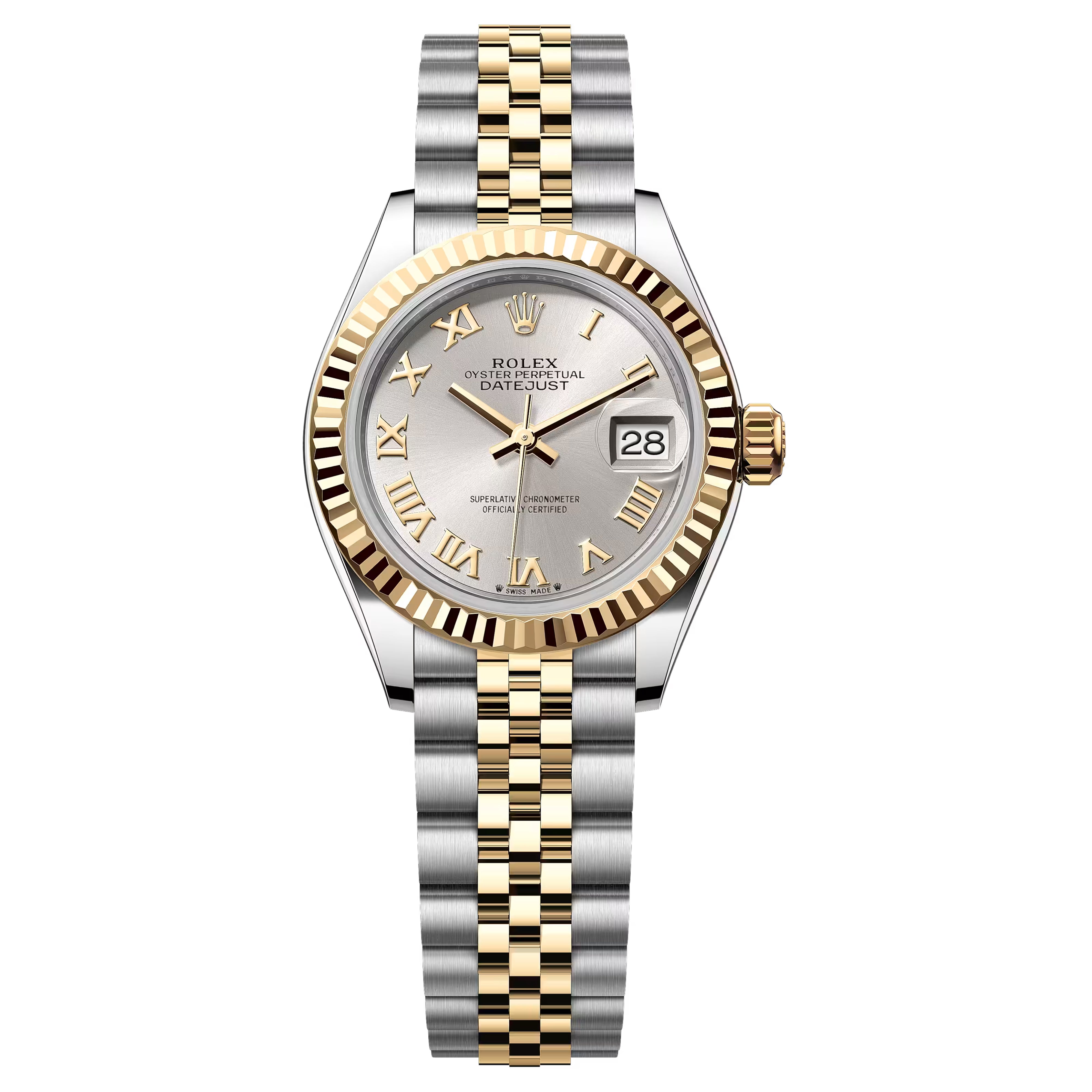 Rolex Lady Datejust 28mm 279173-0005 Silver Roman Yellow Gold Jubilee Bracelet , PreOwned
