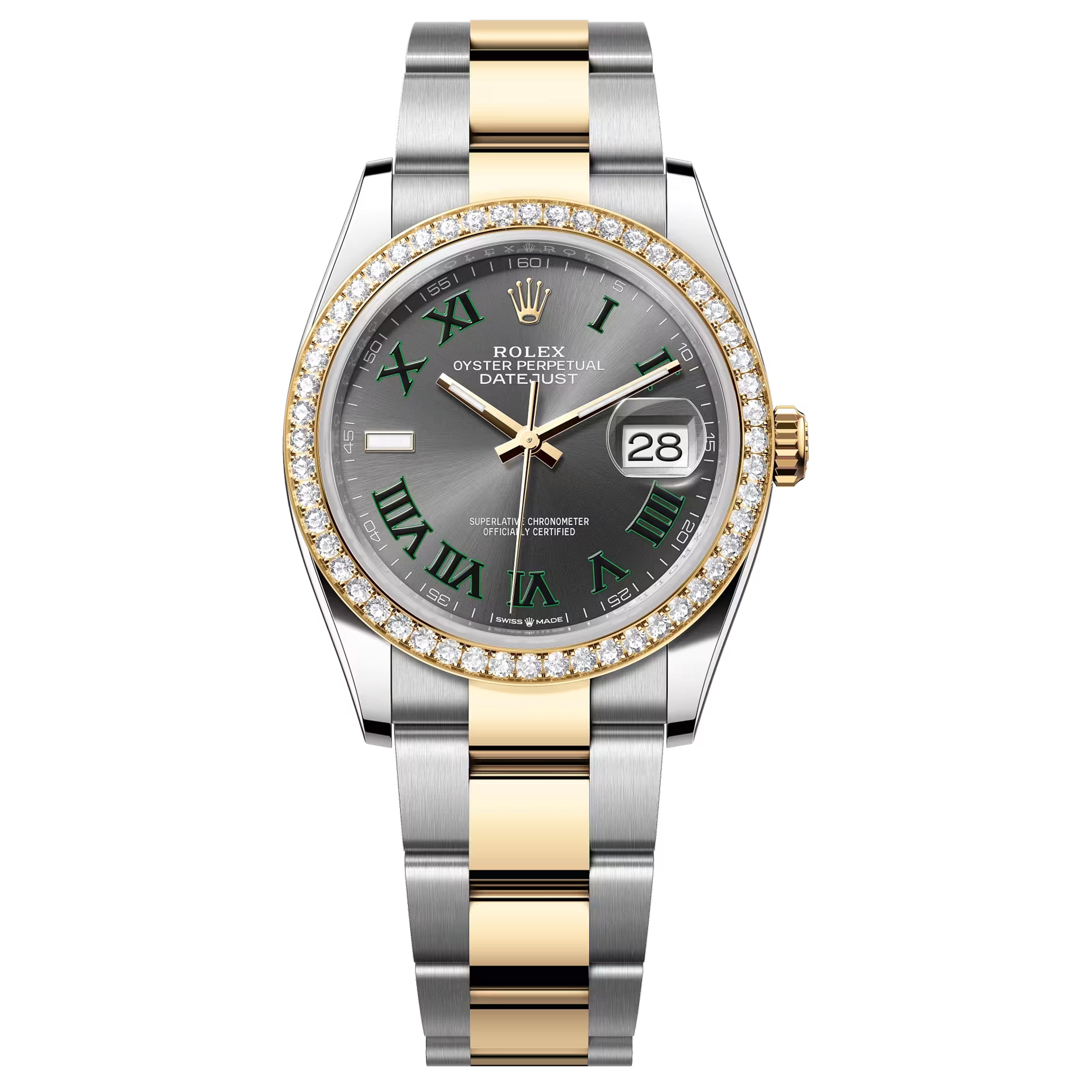 Rolex Datejust 36mm Wimbledon Diamond Bezel 2025 Yellogold 126283RBR-0022