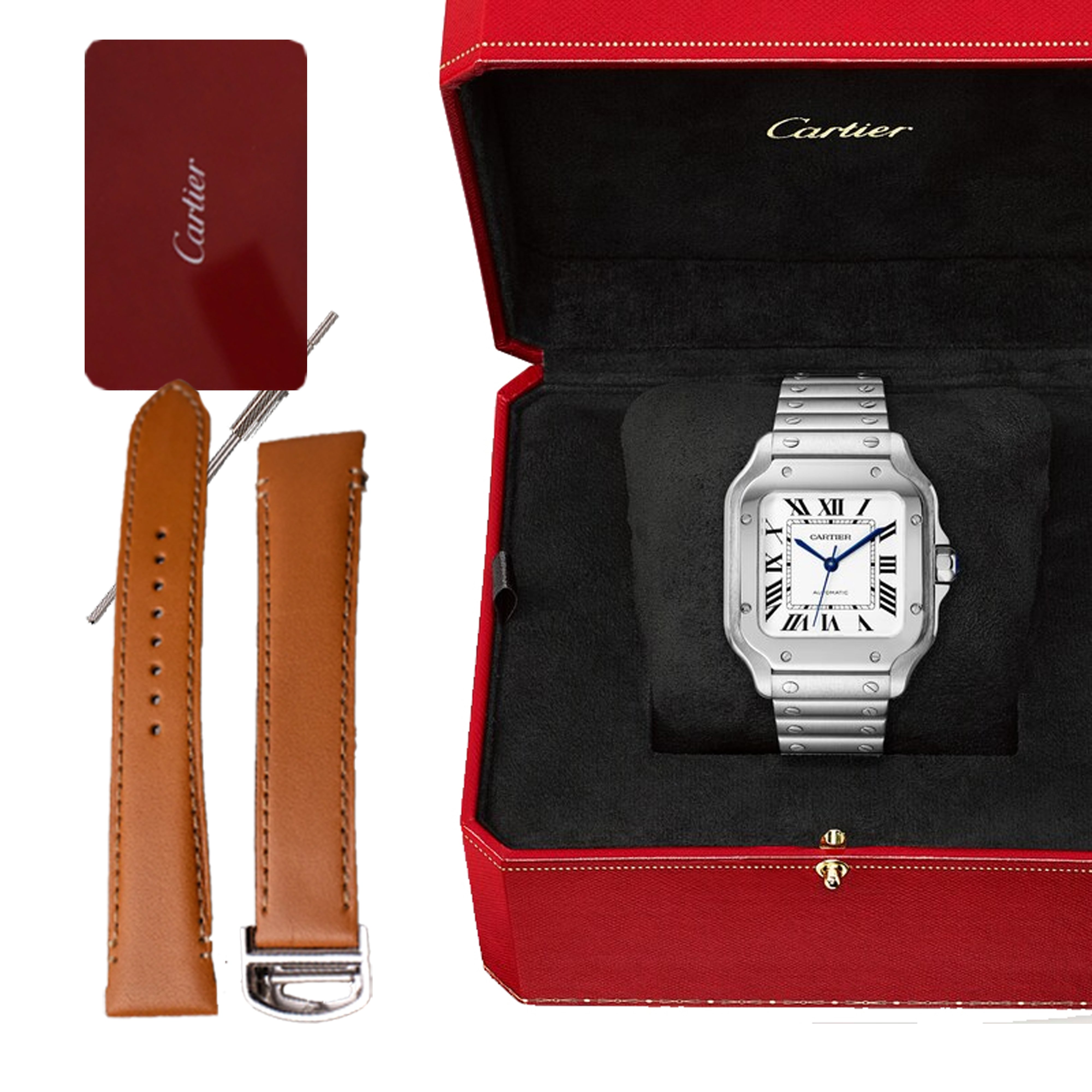 Santos de Cartier White Roman Numerals Medium WSSA0029