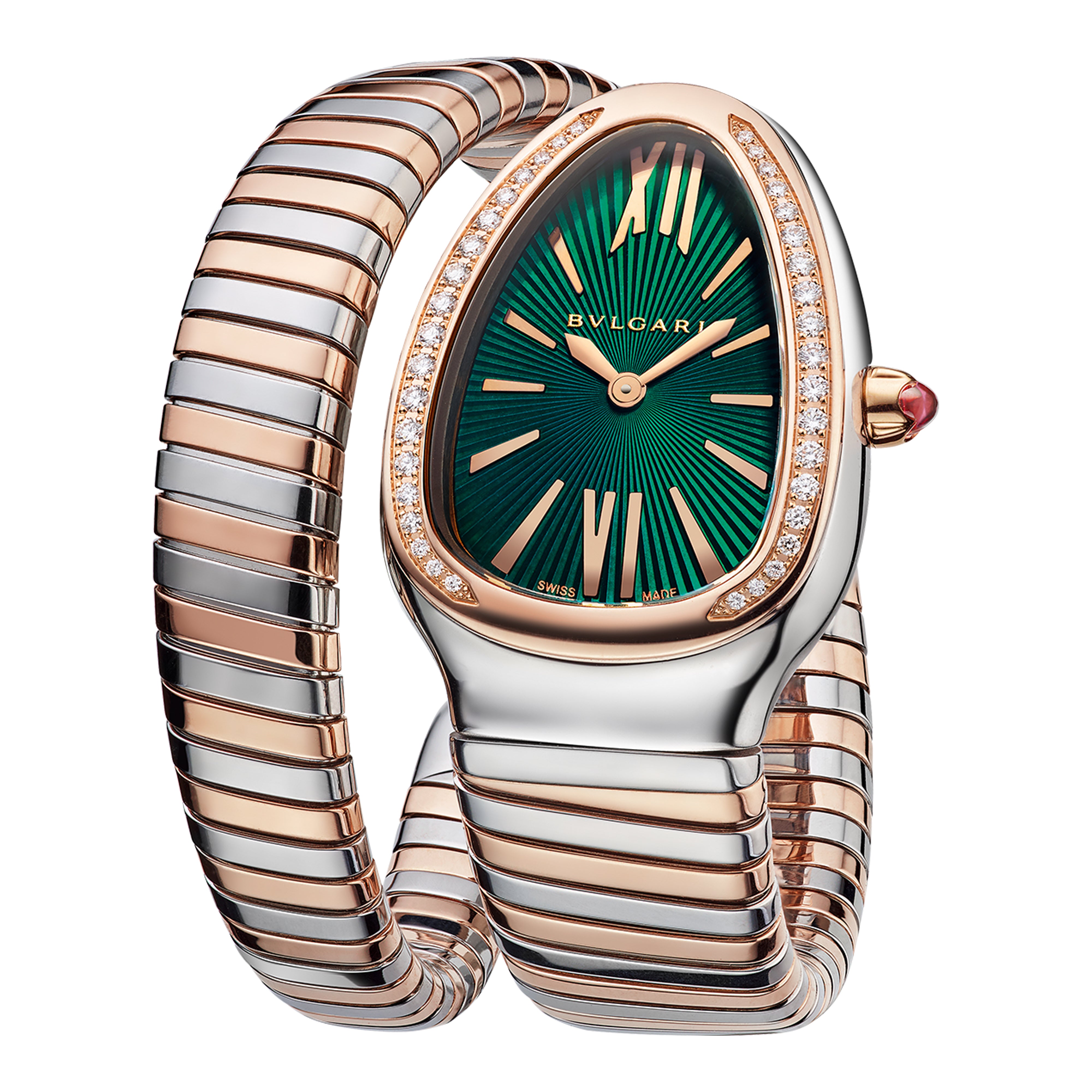 Bvlgari Serpenti 35mm Green Diamond Bezel 102790 Pre-Owned