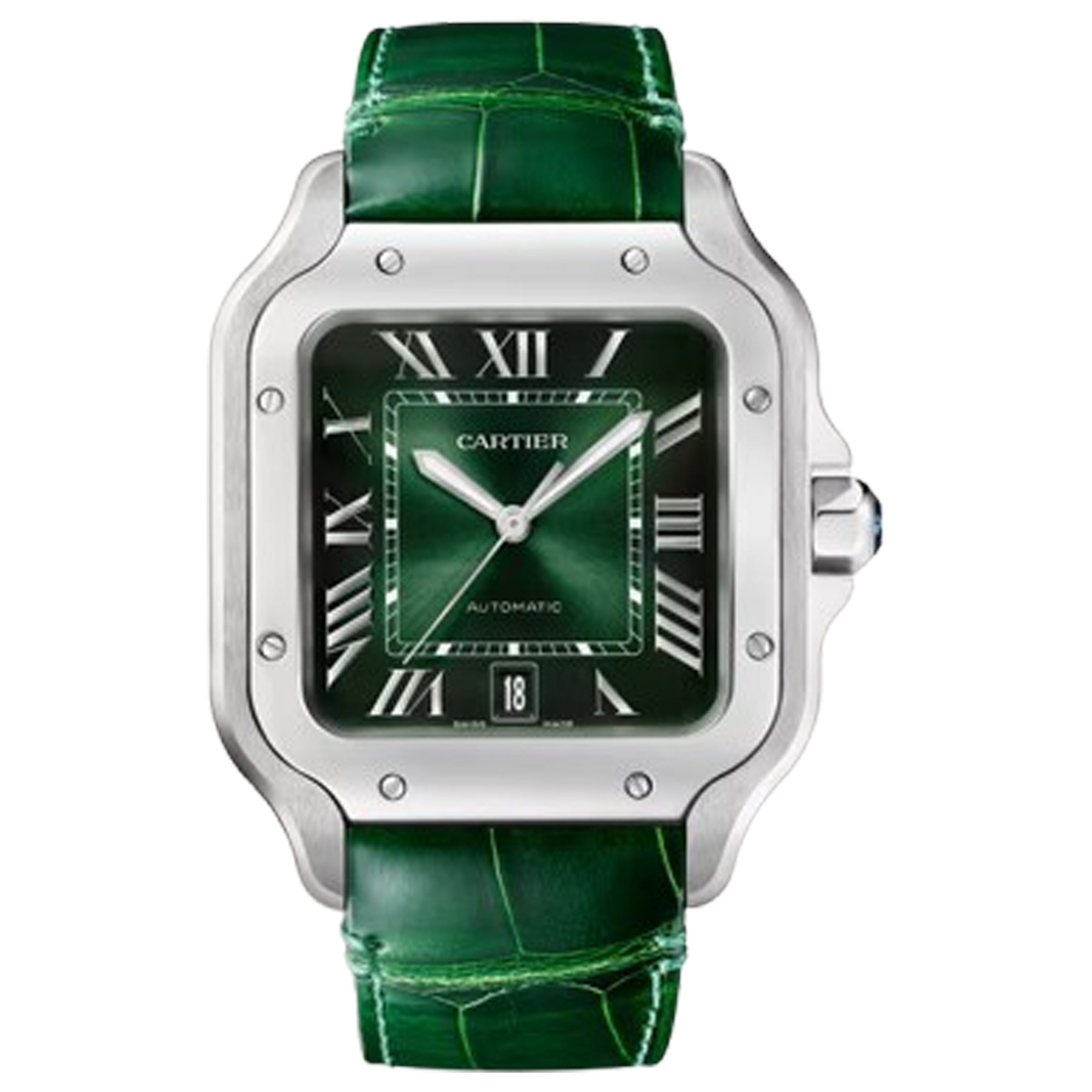 Santos de Cartier Green Roman Numerals Large Unworn 2026 WSSA0062