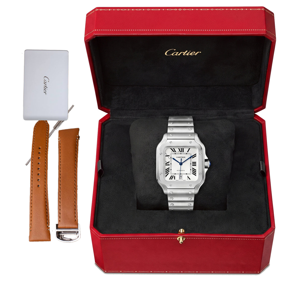 Santos de Cartier Large White Roman Numerals 2026 Unworn WSSA0018