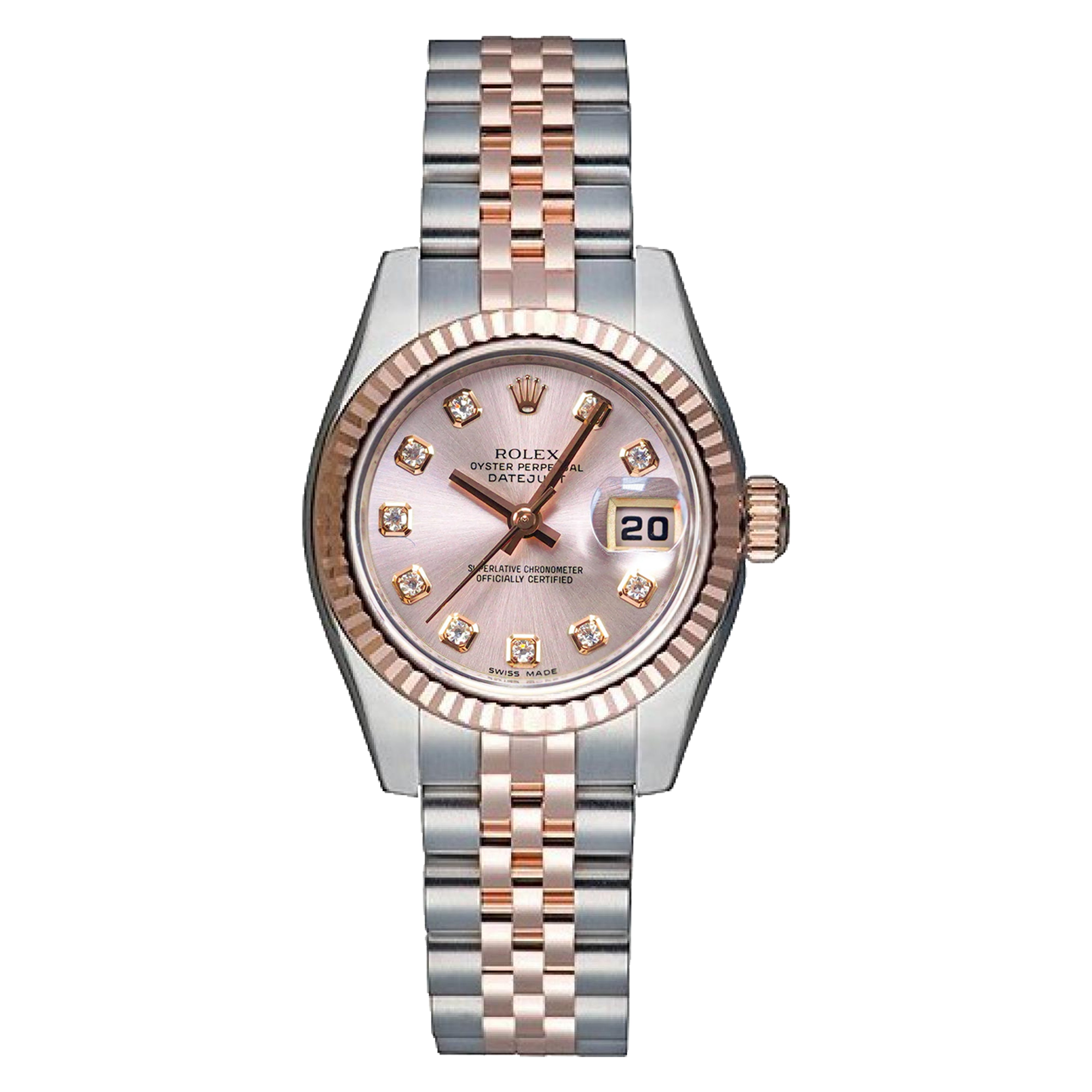 Rolex Datejust 26mm Rose Gold, Pink Diamond Dial 179171 Jubilee Pre-Owned