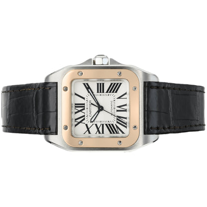Cartier Santos W20107X7 Rose Gold Bezel, Medium Pre-Owned - Luxury Address Watches