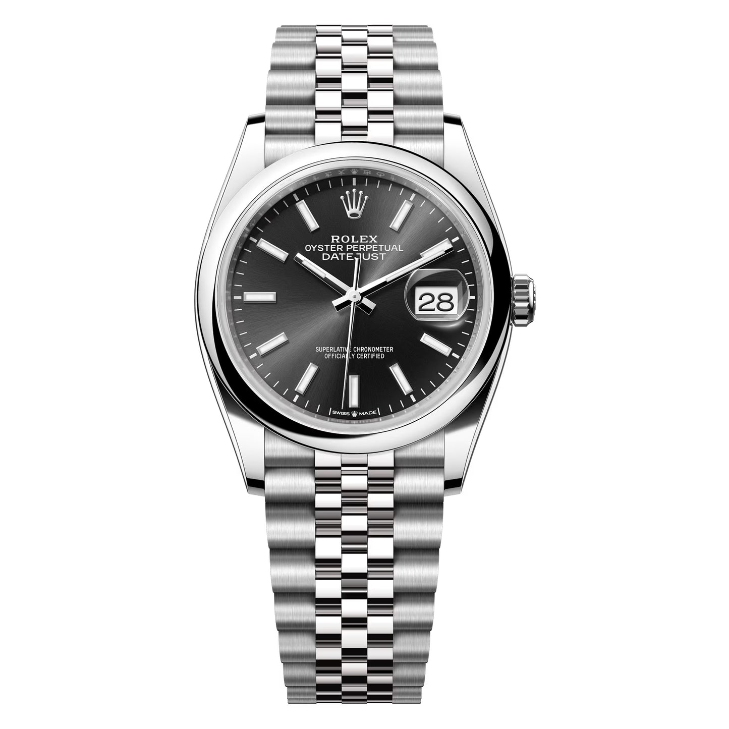rolex datejust 36mm 126200-0003 black pre-owned - luxury address watches