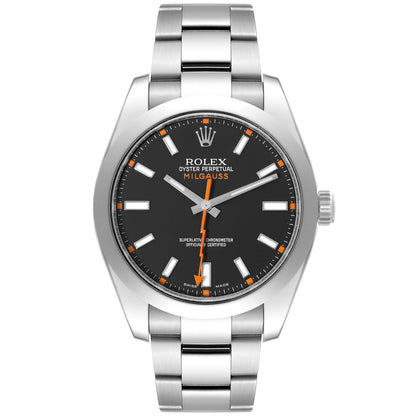 Rolex Milgauss 40mm مينا أسود سوار أويستر فولاذ 116400 مستعمل