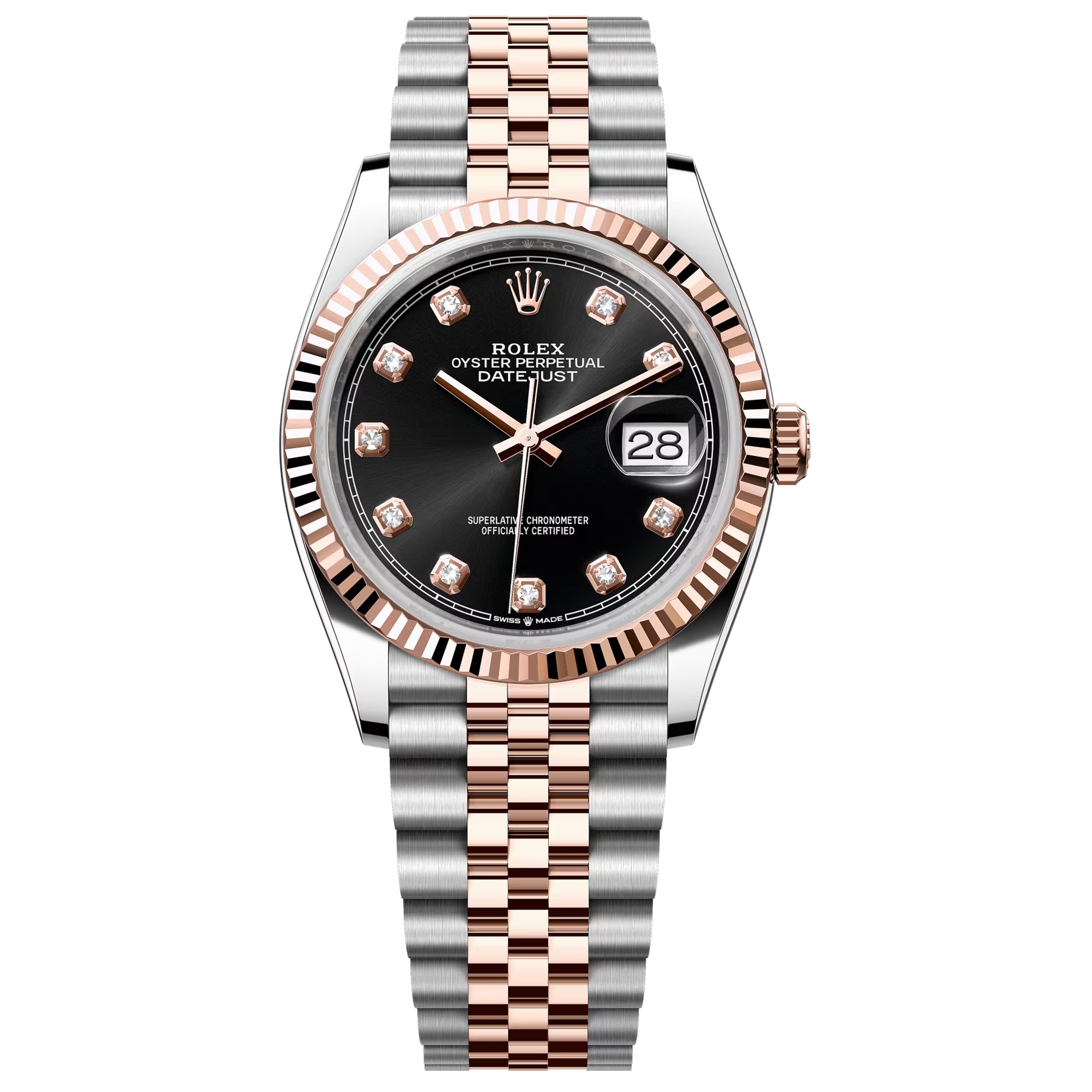 Rolex Datejust 36mm Rosegold  126231-0019 Black Diamond Dial Pre-Owned