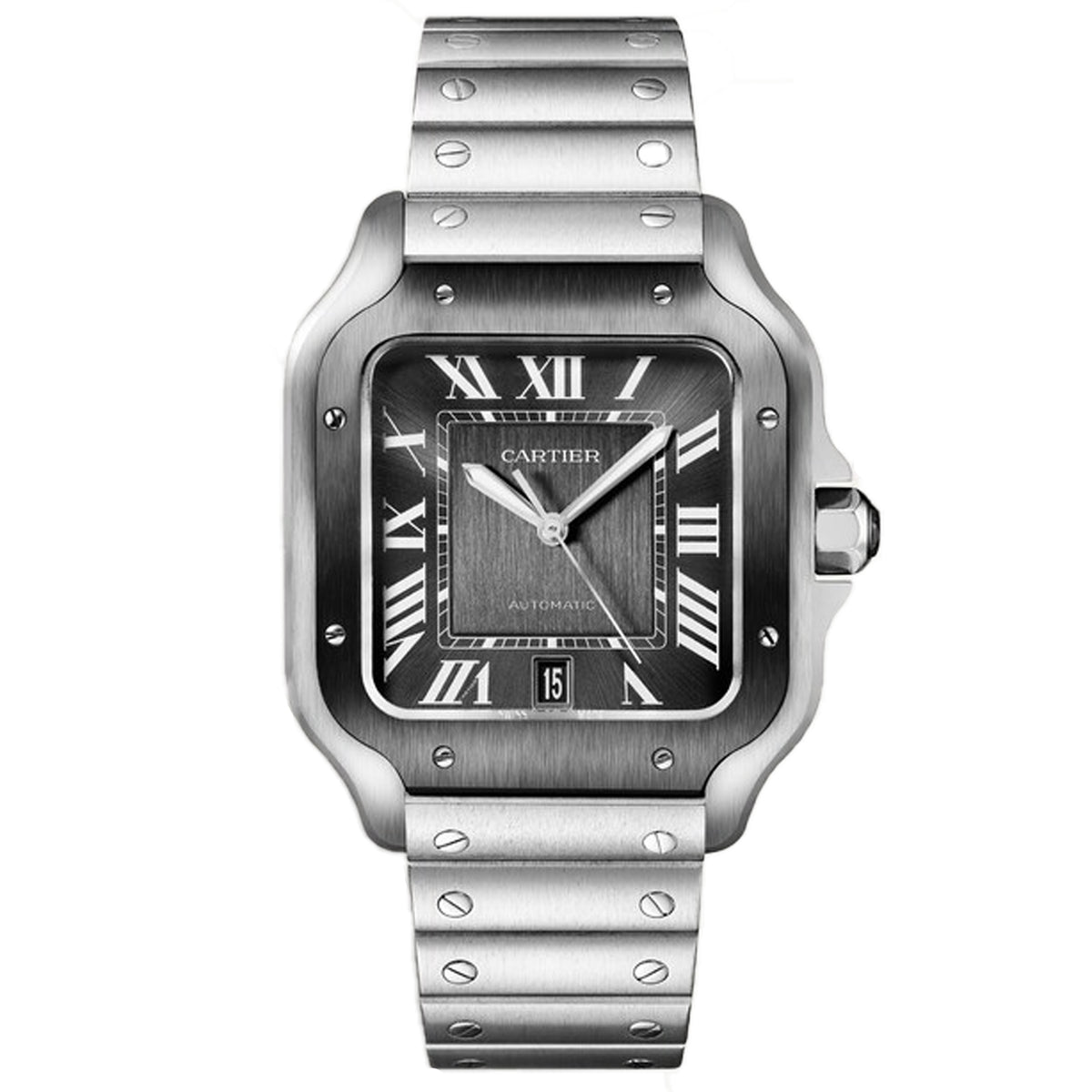 Santos de Cartier Grey Roman Numerals Large ADLC WSSA0037 Preowned