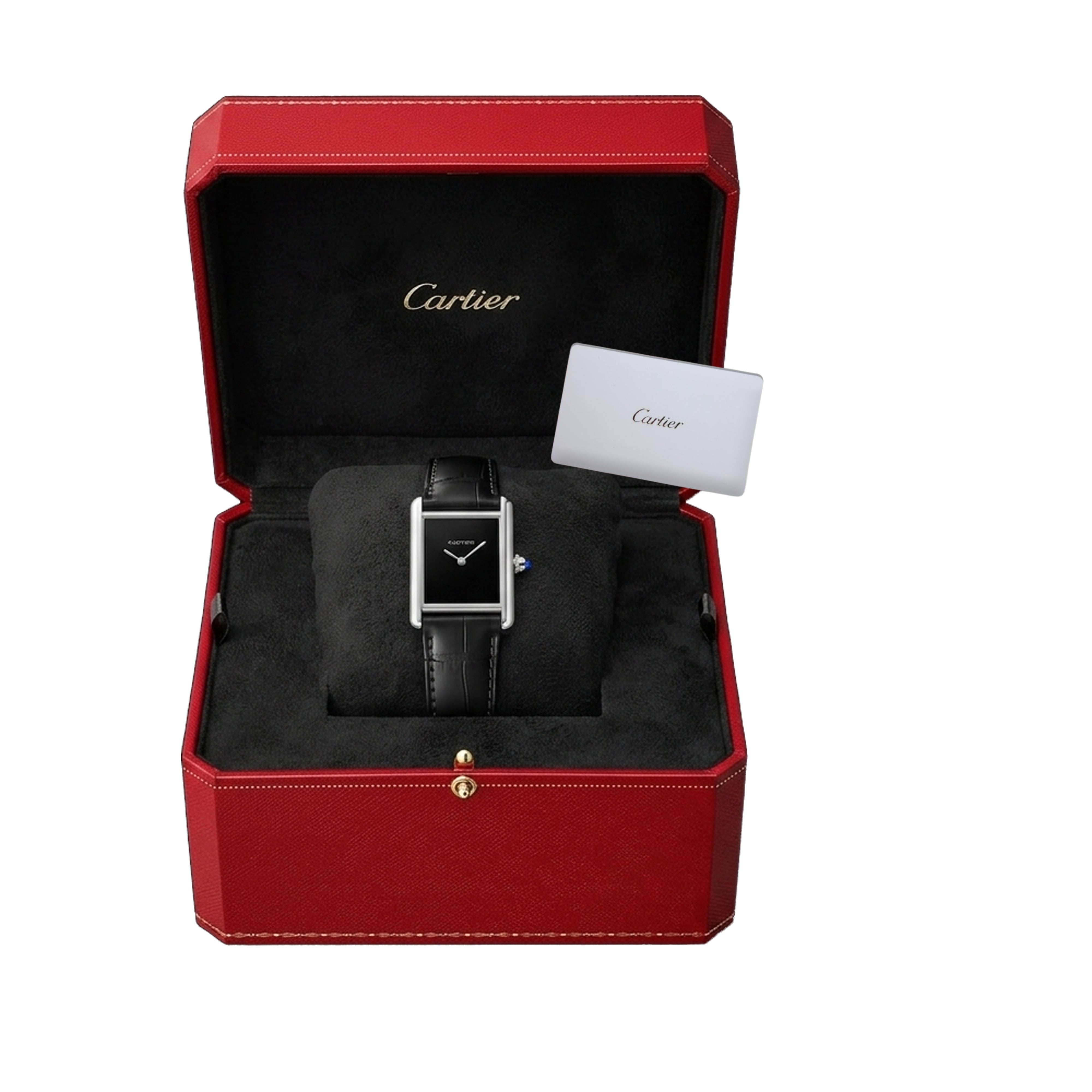 Cartier Tank Must Large Black 2026 Leather Strap WSTA0108