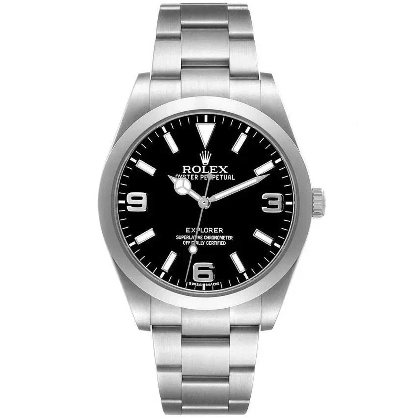 rolex explorer 39mm black oyster bracelet  stainless 214270 preowned