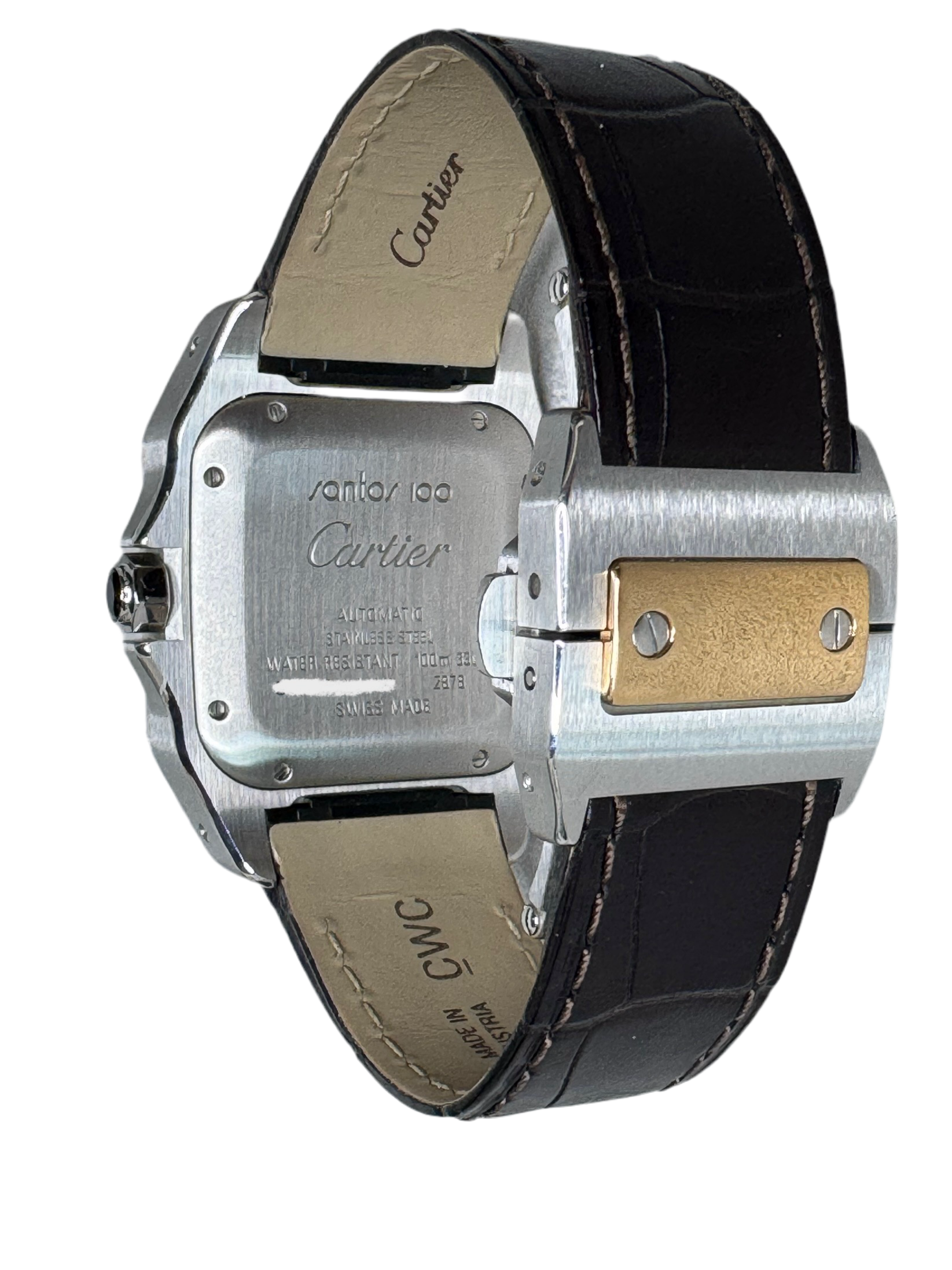 Cartier Santos W20107X7 Rose Gold Bezel, Medium Pre-Owned - Luxury Address Watches
