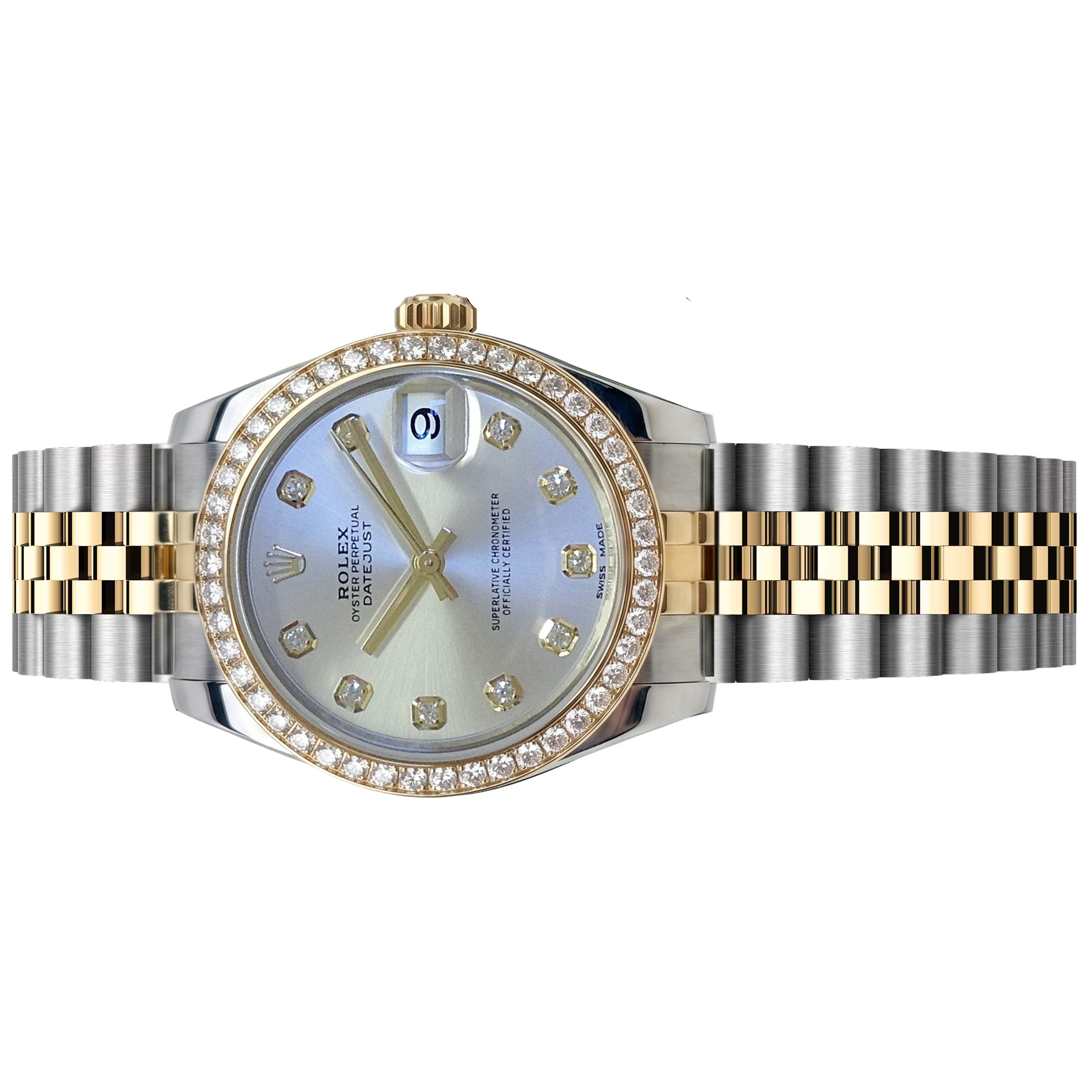 Rolex Datejust 31mm Silver Diamond Bezel Jubilee Yellow gold 178383 PreOwned