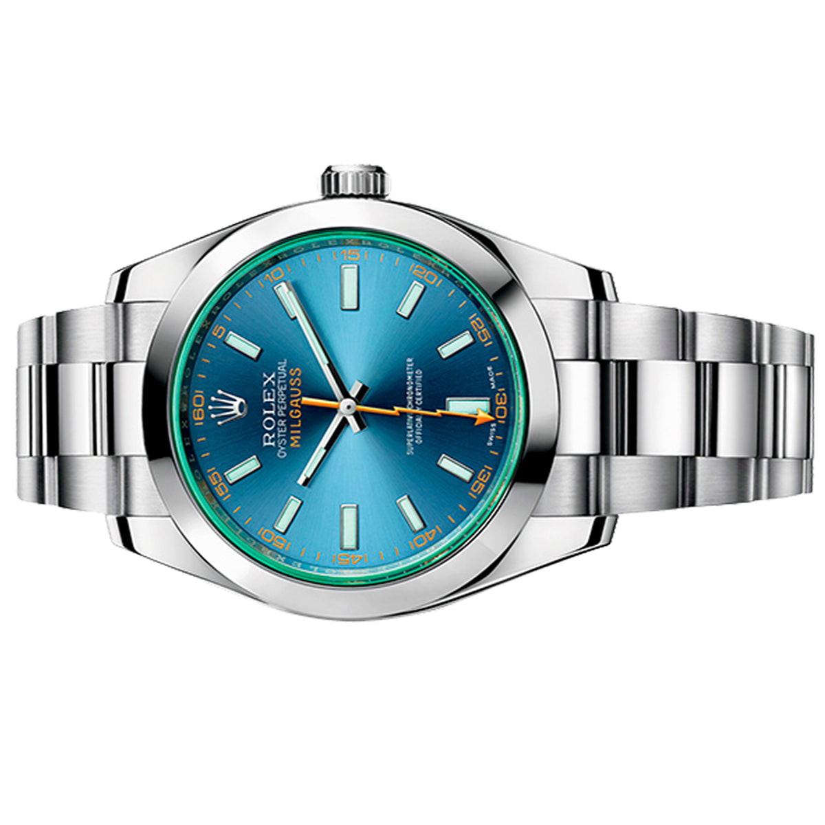 Rolex Milligauss 40mm 116400GV Blue Dial Oyster Steel ,Green Crystal Pre-Owned