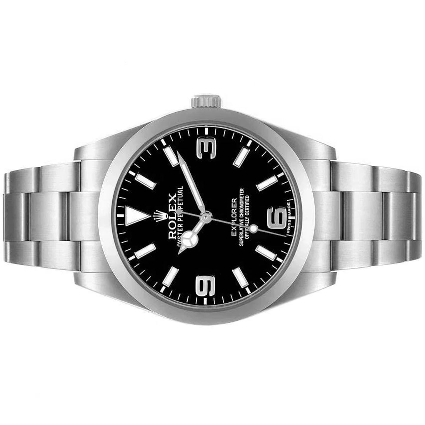 rolex explorer 39mm black oyster bracelet  stainless 214270 preowned