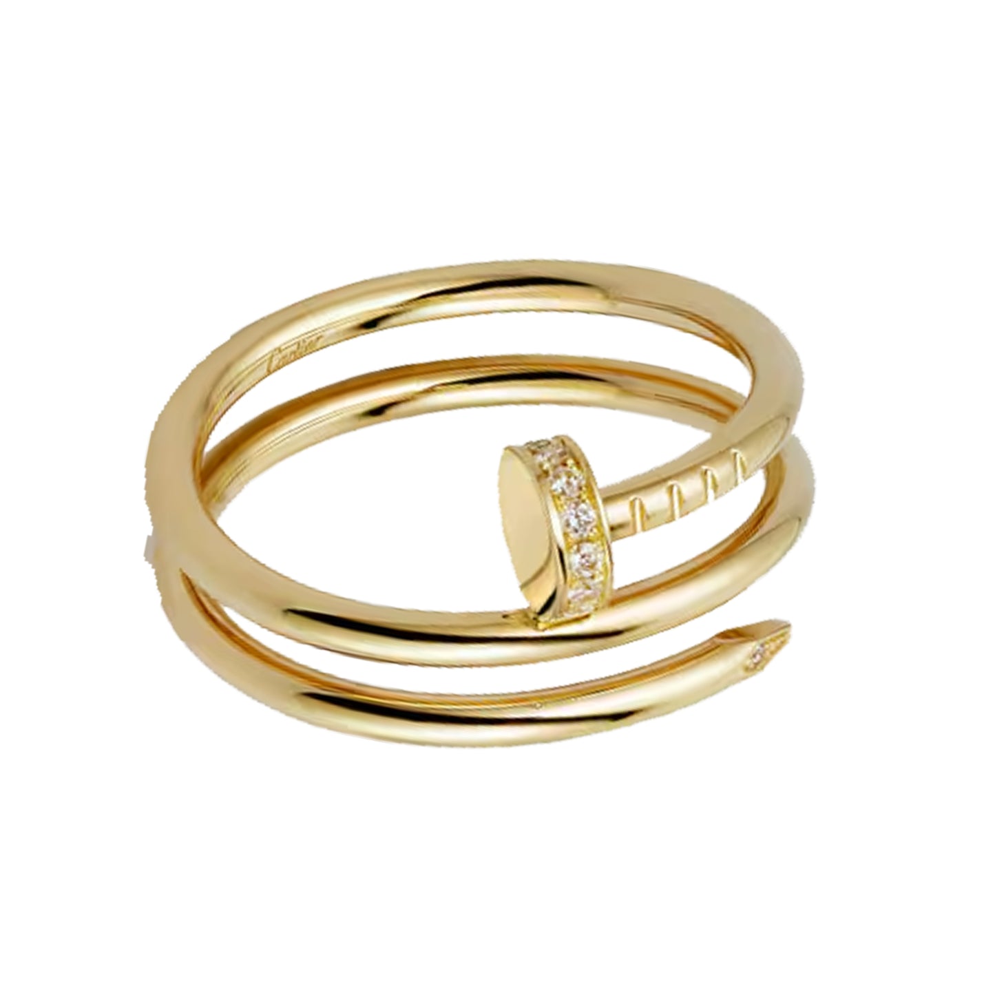 cartier juste un clou ring, double diamonds b4211800 18k yellow gold size 53