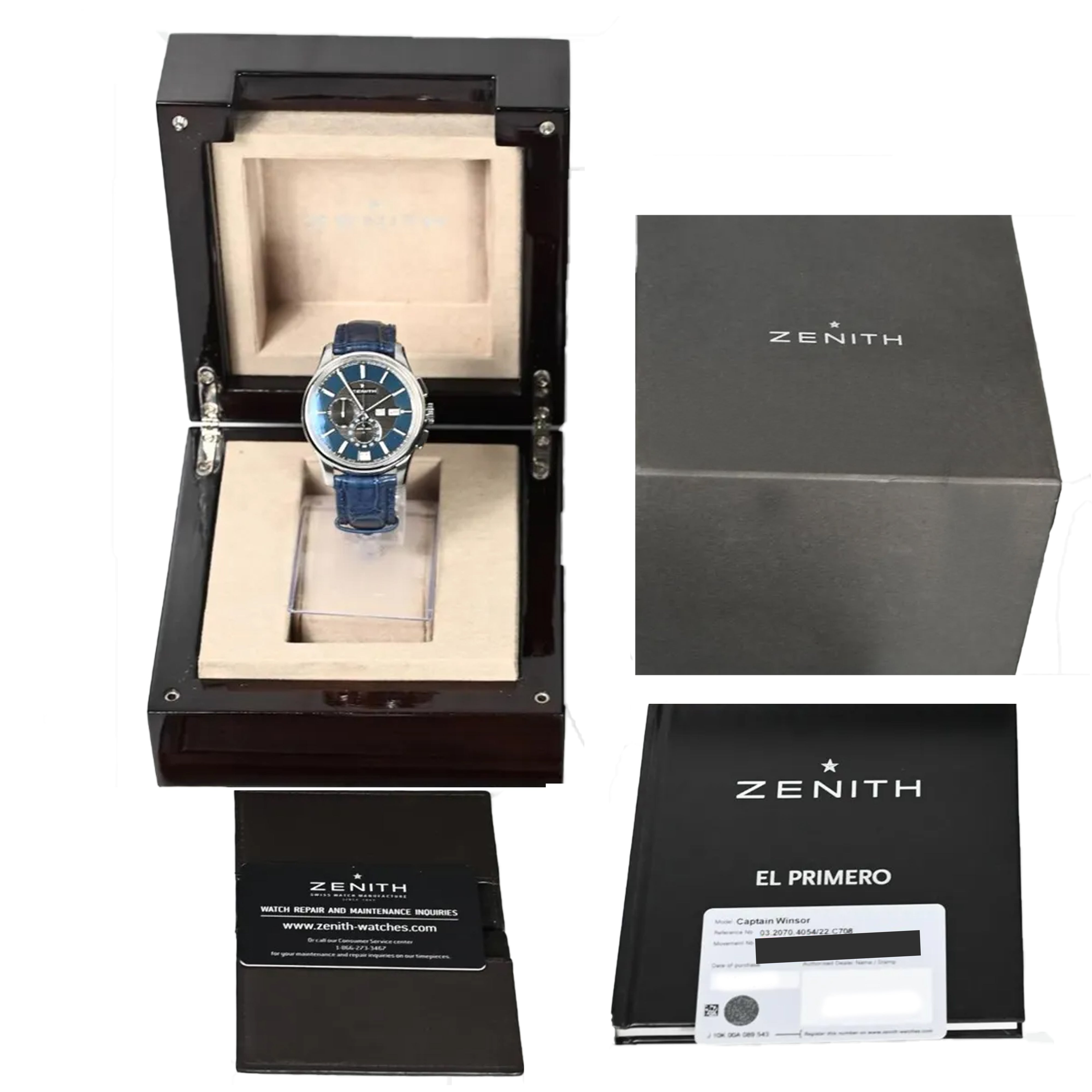 Zenith El Primero Winsor Annual Calendar Chronograph Black Eye 03.2070.4054/22.C708 Pre-Owned