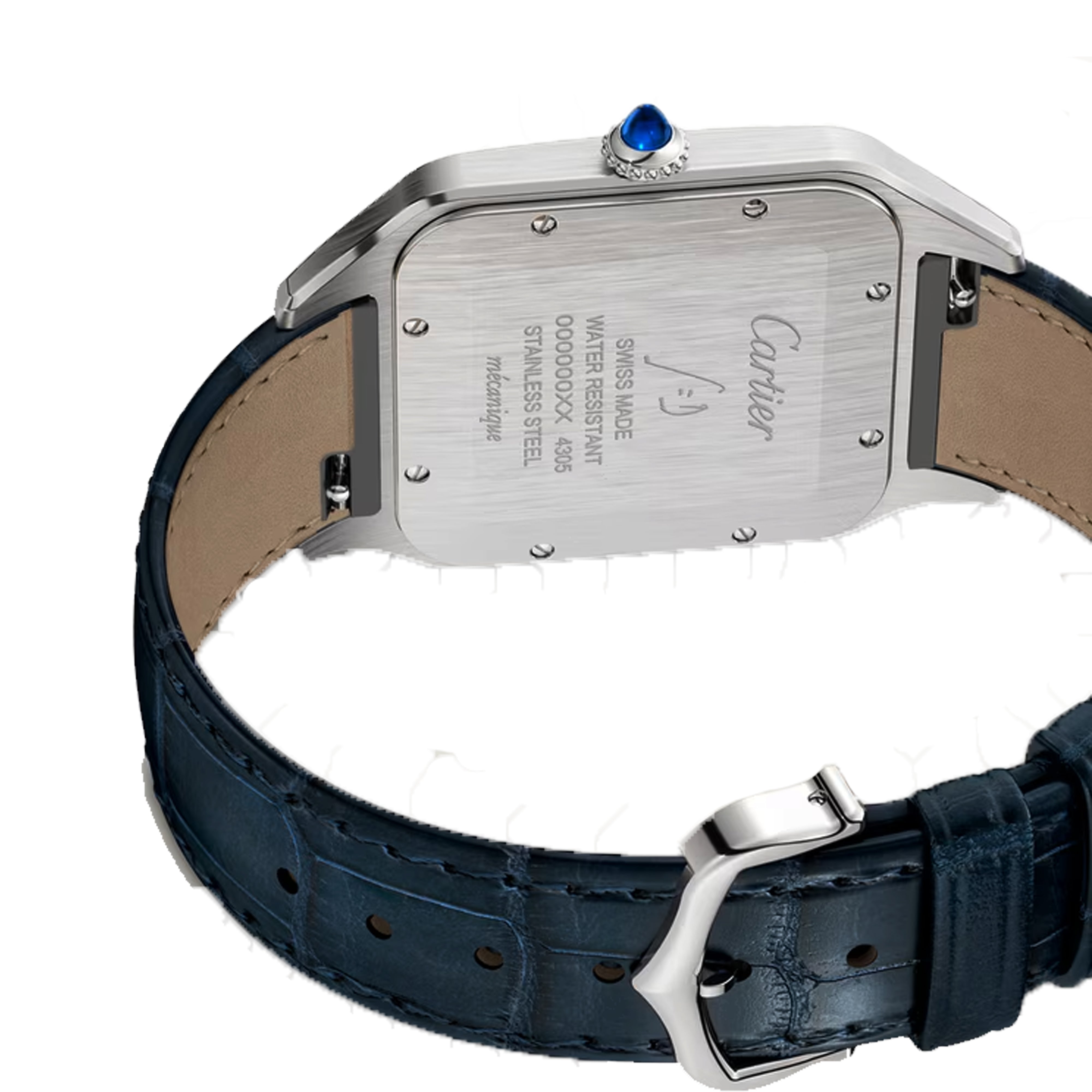 Cartier Santos Dumont Extra Large Steel , Leather Strap WSSA0032 Pre-Owned