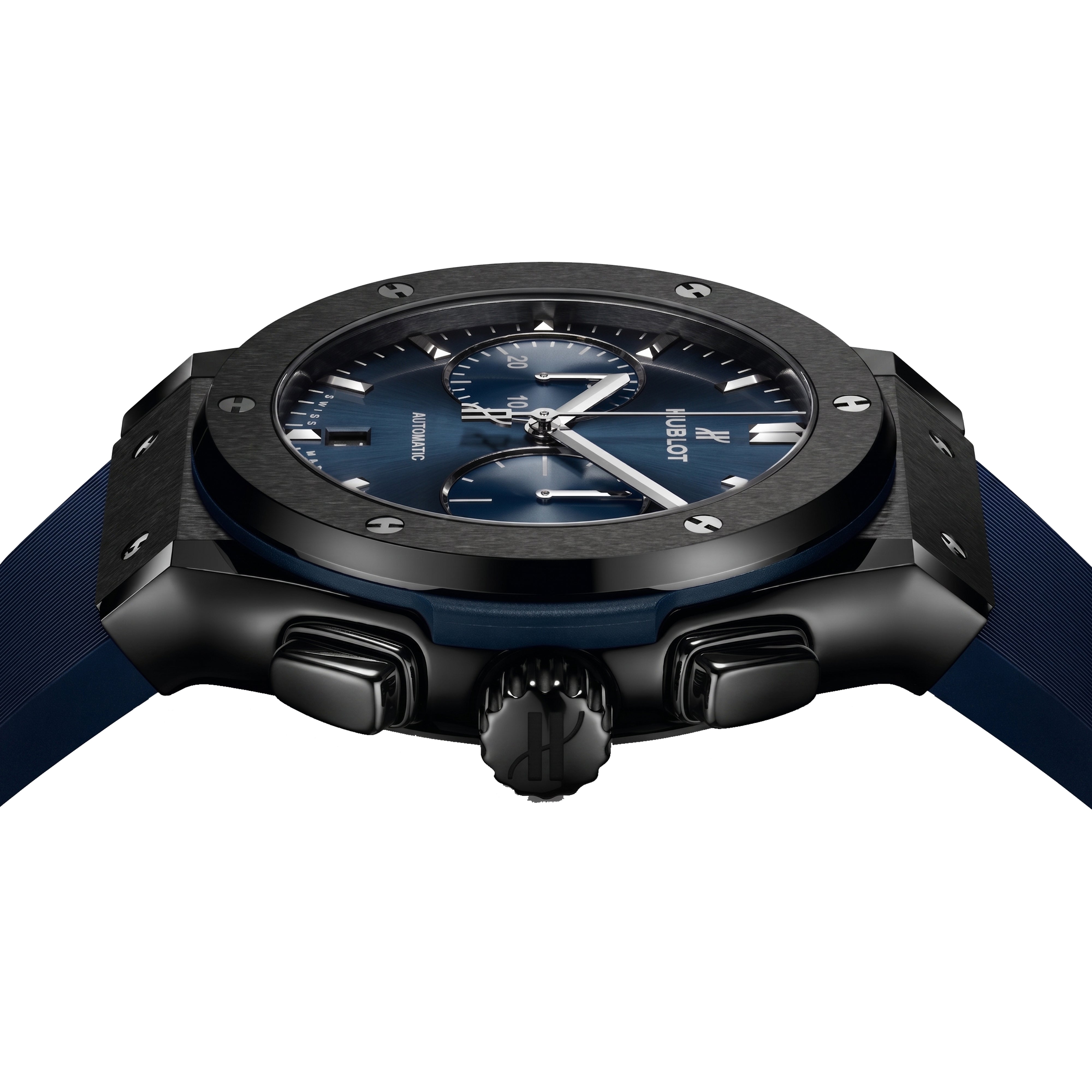 Hublot Classic Fusion 45mm Ceramic Blue Dial Chronograph 521.CM.7170.LR Pre-Owned
