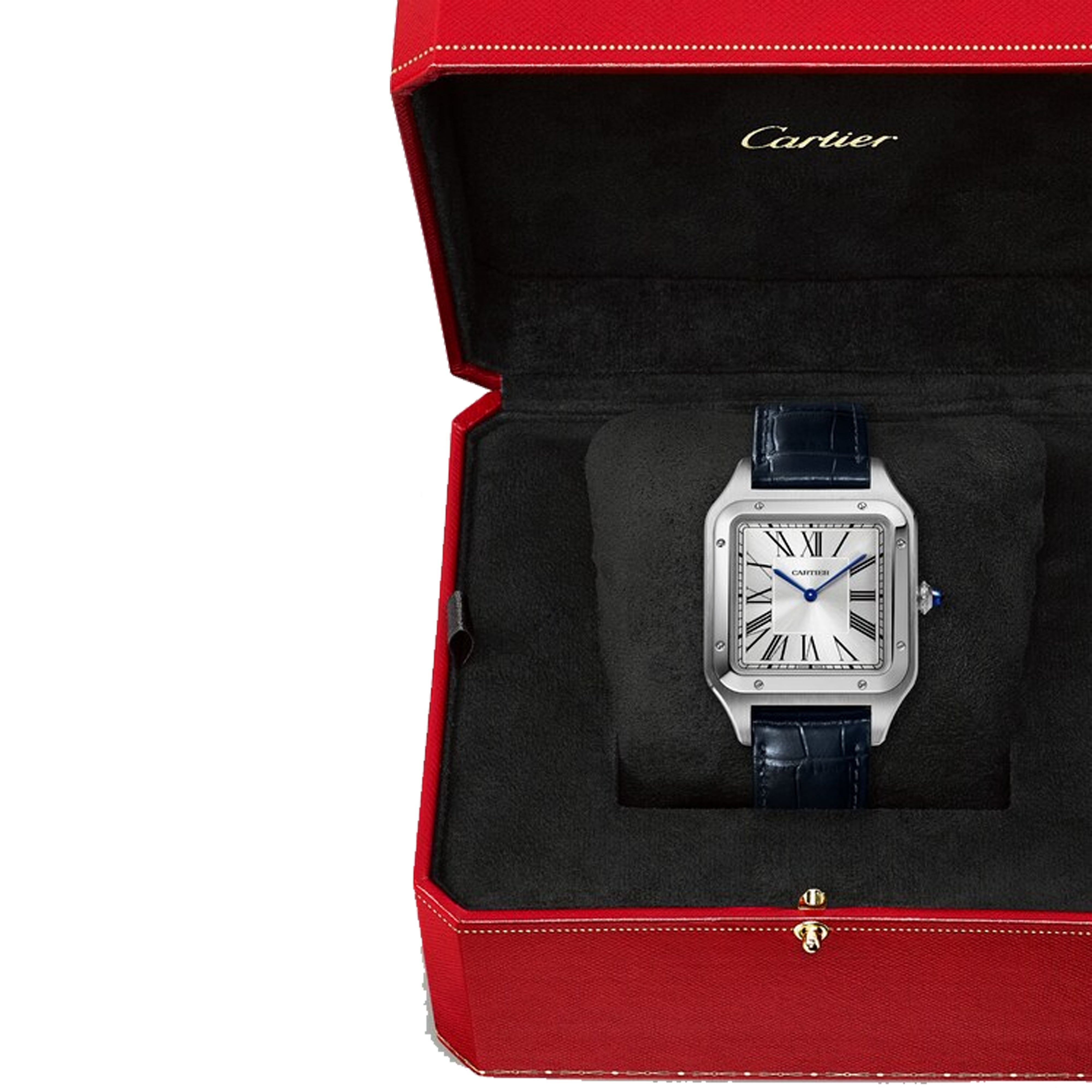 Cartier Santos Dumont Extra Large Steel , Leather Strap WSSA0032 Pre-Owned