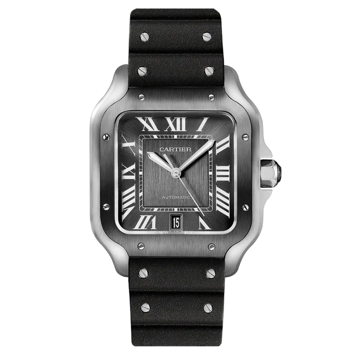 Santos de Cartier Grey Roman Numerals Large ADLC WSSA0037 Preowned