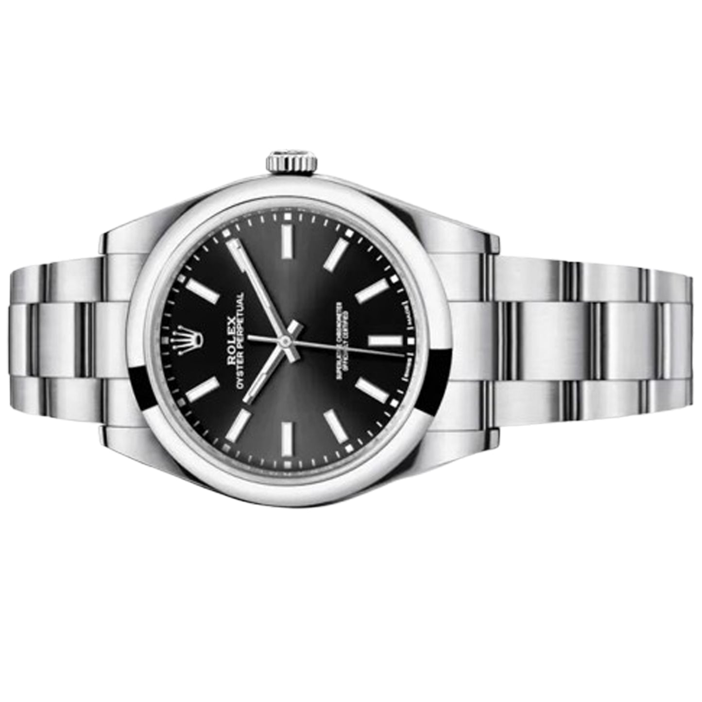 rolex oyster perpetual op 39mm  black dial 114300-0005 pre owned