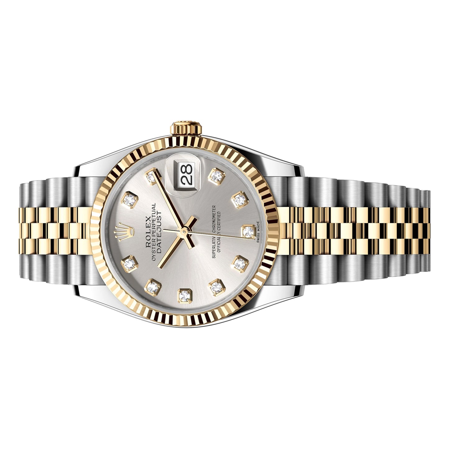 rolex datejust 36mm 116233 silver diamond dial, pre-owned