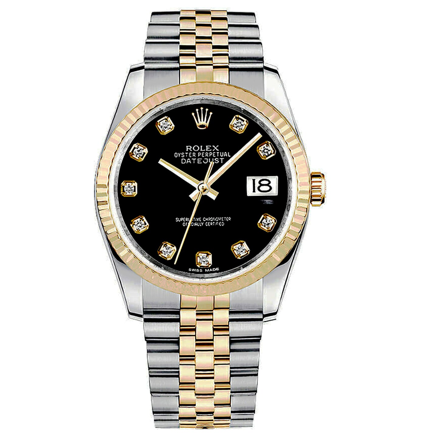 rolex datejust 36mm 116233 black diamond dial, pre-owned