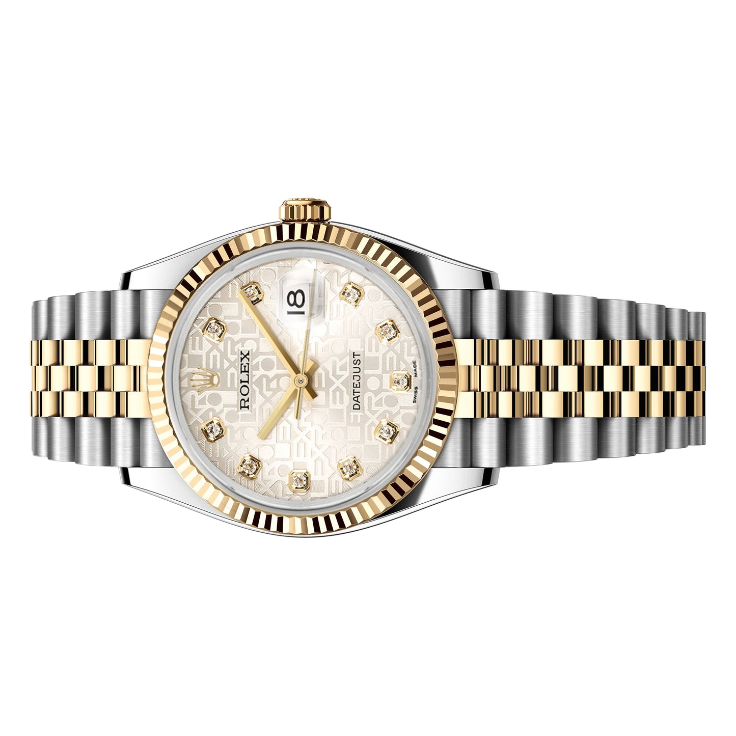 rolex datejust 36mm 116233 silver computer diamond dial, pre-owned