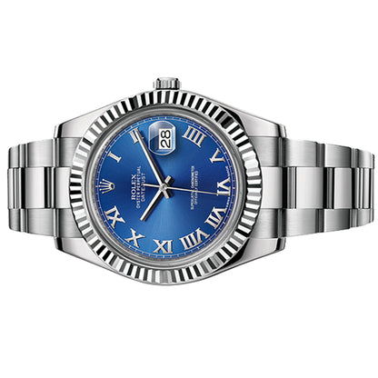 Rolex Datejust 41mm Blue Azzurro Roman Dial 116334 Pre-Owned