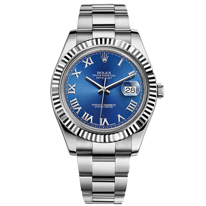 Rolex Datejust 41mm Blue Azzurro Roman Dial 116334 Pre-Owned