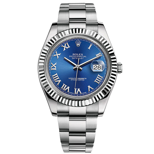 Rolex Datejust 41mm Blue Azzurro Roman Dial 116334 Pre-Owned