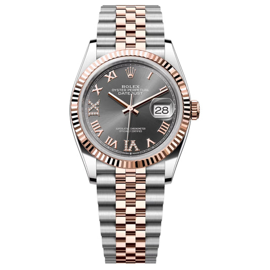 Rolex Datejust 36mm Rosegold  Unworn  Grey With 6 & 9 Diamond 126231-0023